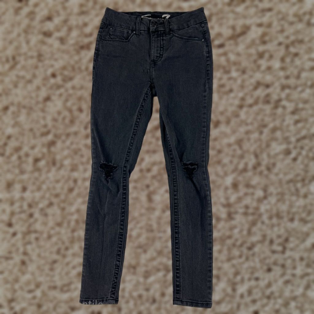 Vintage Seven7 Jeans Women's Black Denim Skinny 4 Cotton Blend Embellished Pockets Stretch Crop Size 27" / US 4 / IT 40 - 1 Thumbnail