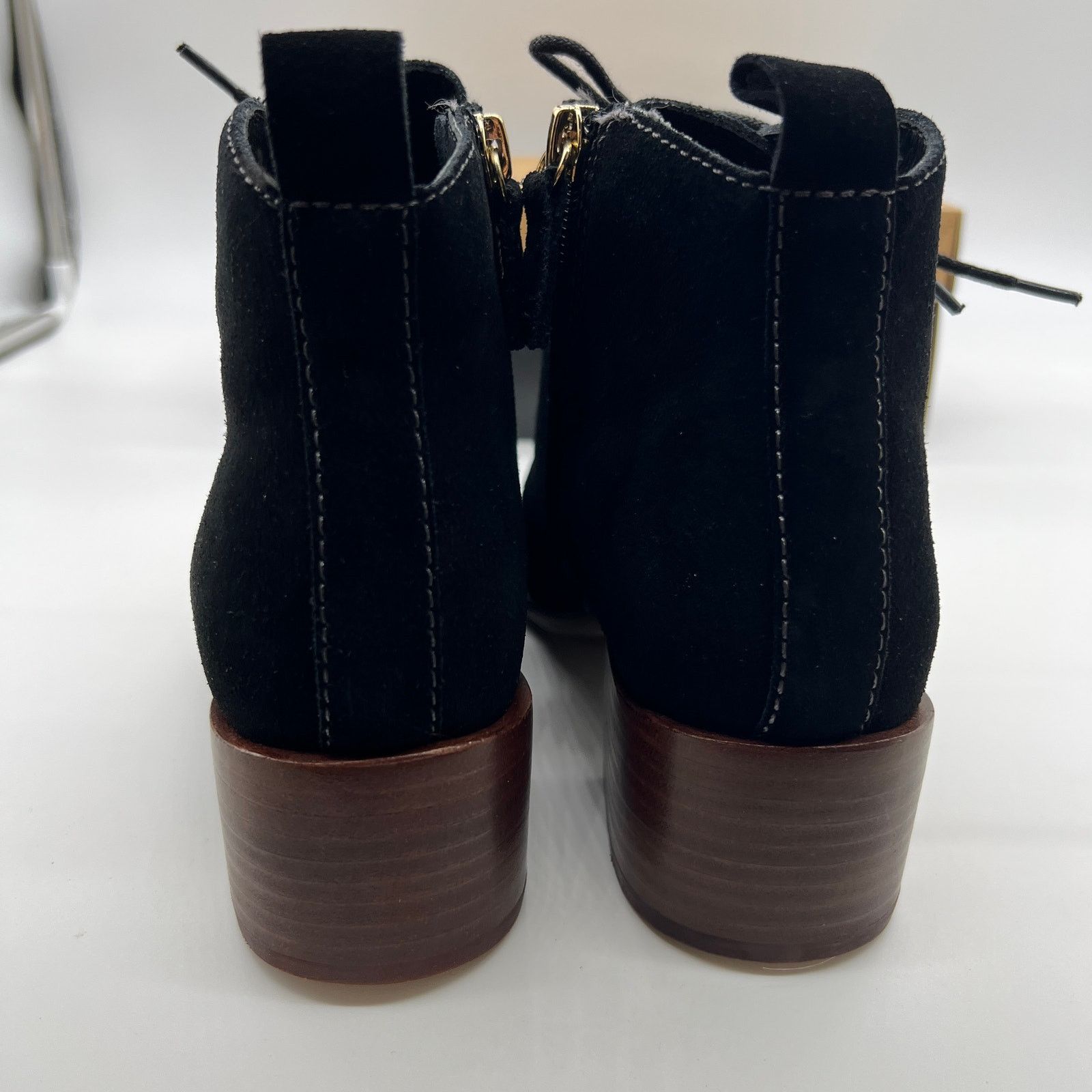 Other Suede Lace Up Ankle Boot Womens Black Heel Size 6.5 M Size US 6.5 / IT 36.5 - 6 Thumbnail
