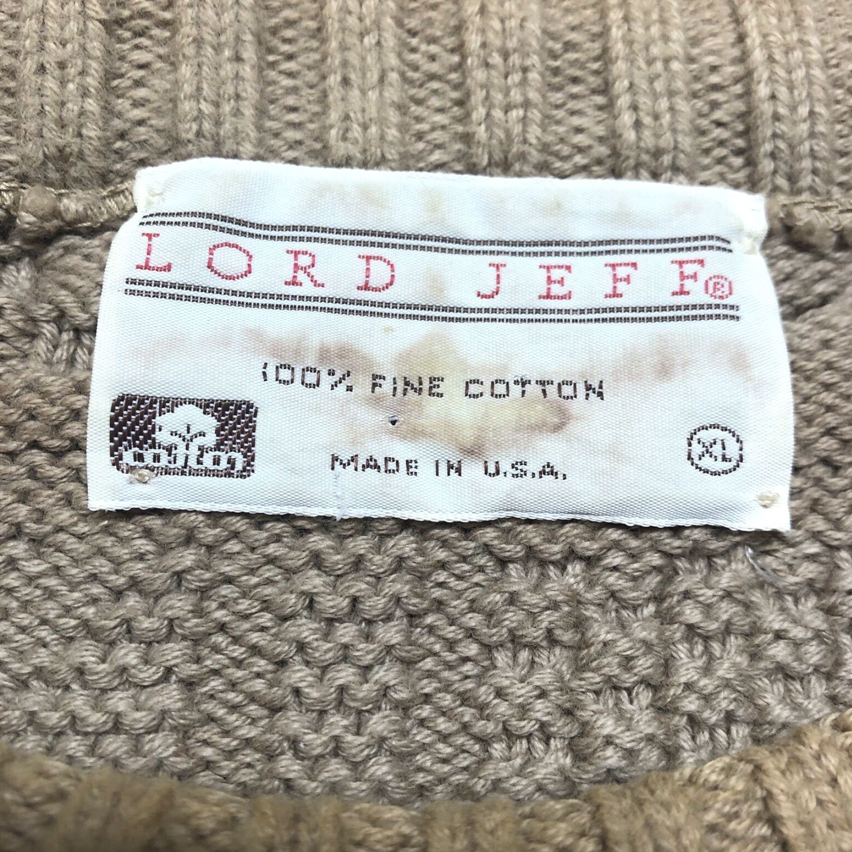 Vintage VTG Lord Jeff Pattern Knit Jumper Sweater Oatmeal Beige USA XL Mens Size US XL / EU 56 / 4 - 5 Thumbnail