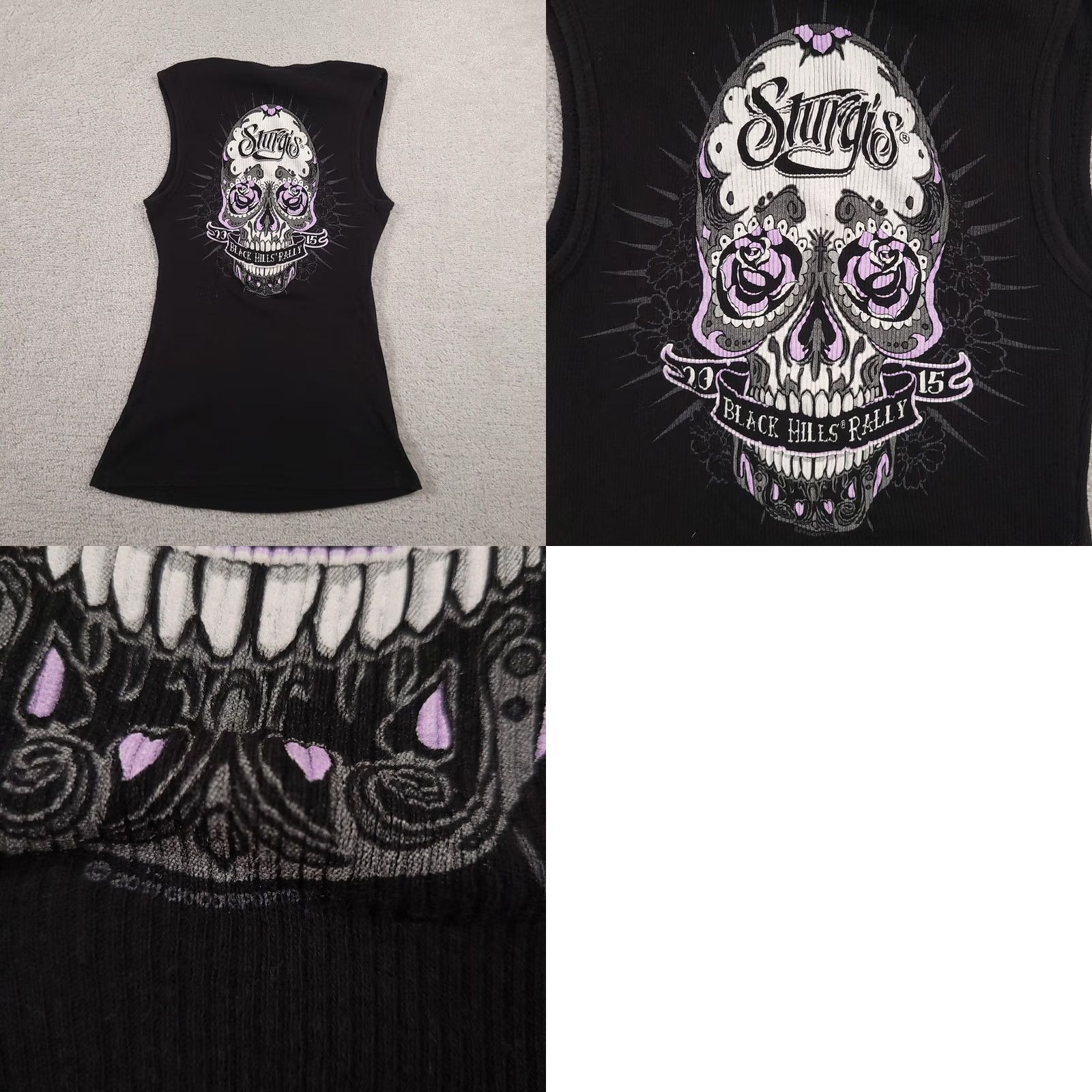 Vintage VINTAGE Hot Leathers Shirt Womens Large Black 2015 Skull Tank Top Biker Rally Size L / US 10 / IT 46 - 9 Thumbnail
