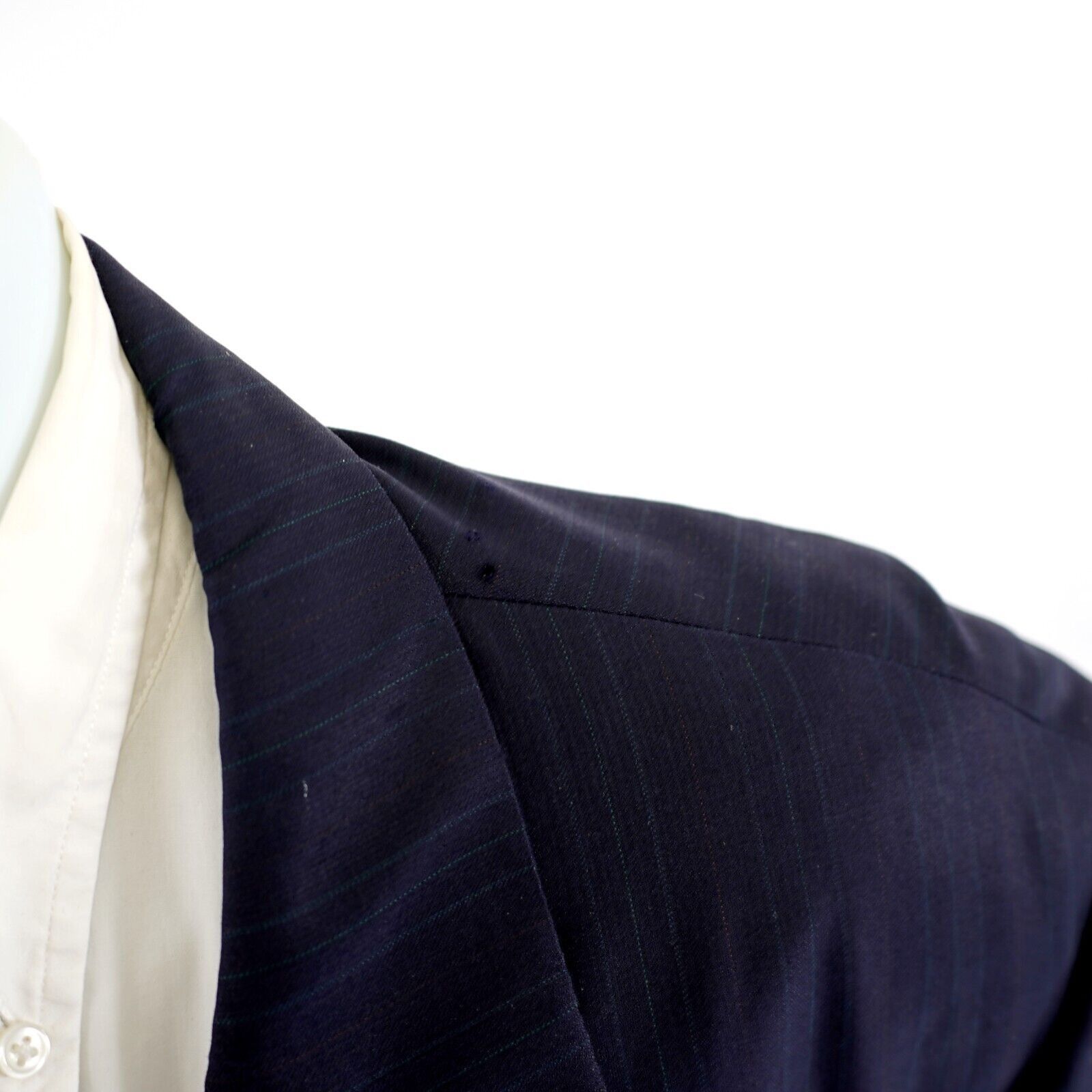 Hickey Freeman DAMAGED Hickey Freeman Wool Blue W/ Multi-Colored Striped 50 Size 50L - 2 Thumbnail