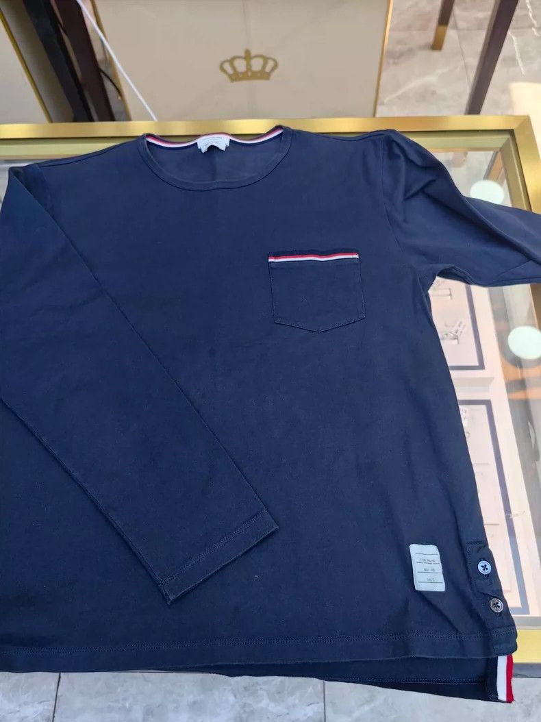 Thom Browne Thom Browne Dark gray striped long sleeve T-shirt Size US M / EU 48-50 / 2 - 1 Thumbnail