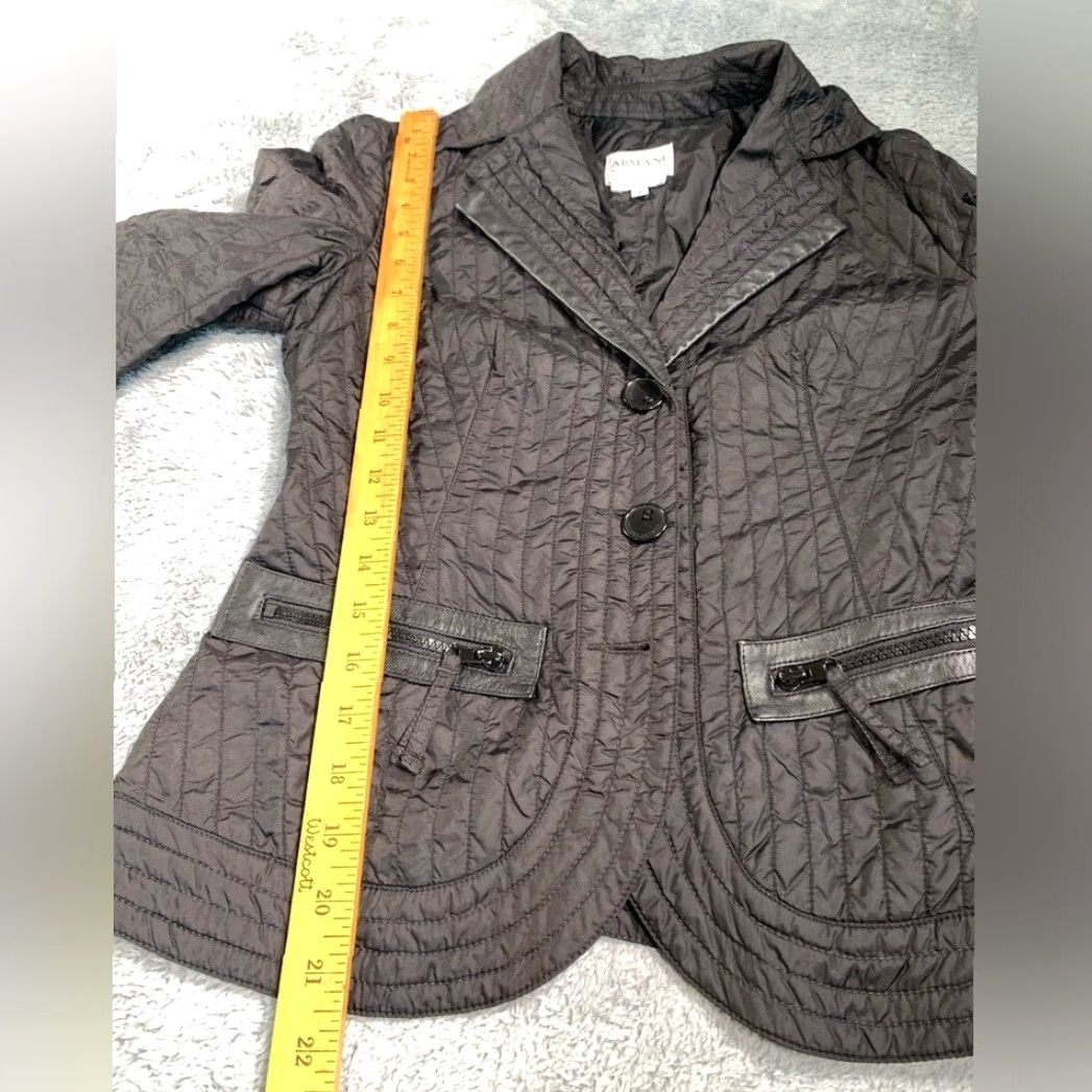 Armani Armani Collezioni quilted black jacket 2 Women Black Nylon Basic Jacket 2 Womens Size XS / US 0-2 / IT 36-38 - 7 Thumbnail