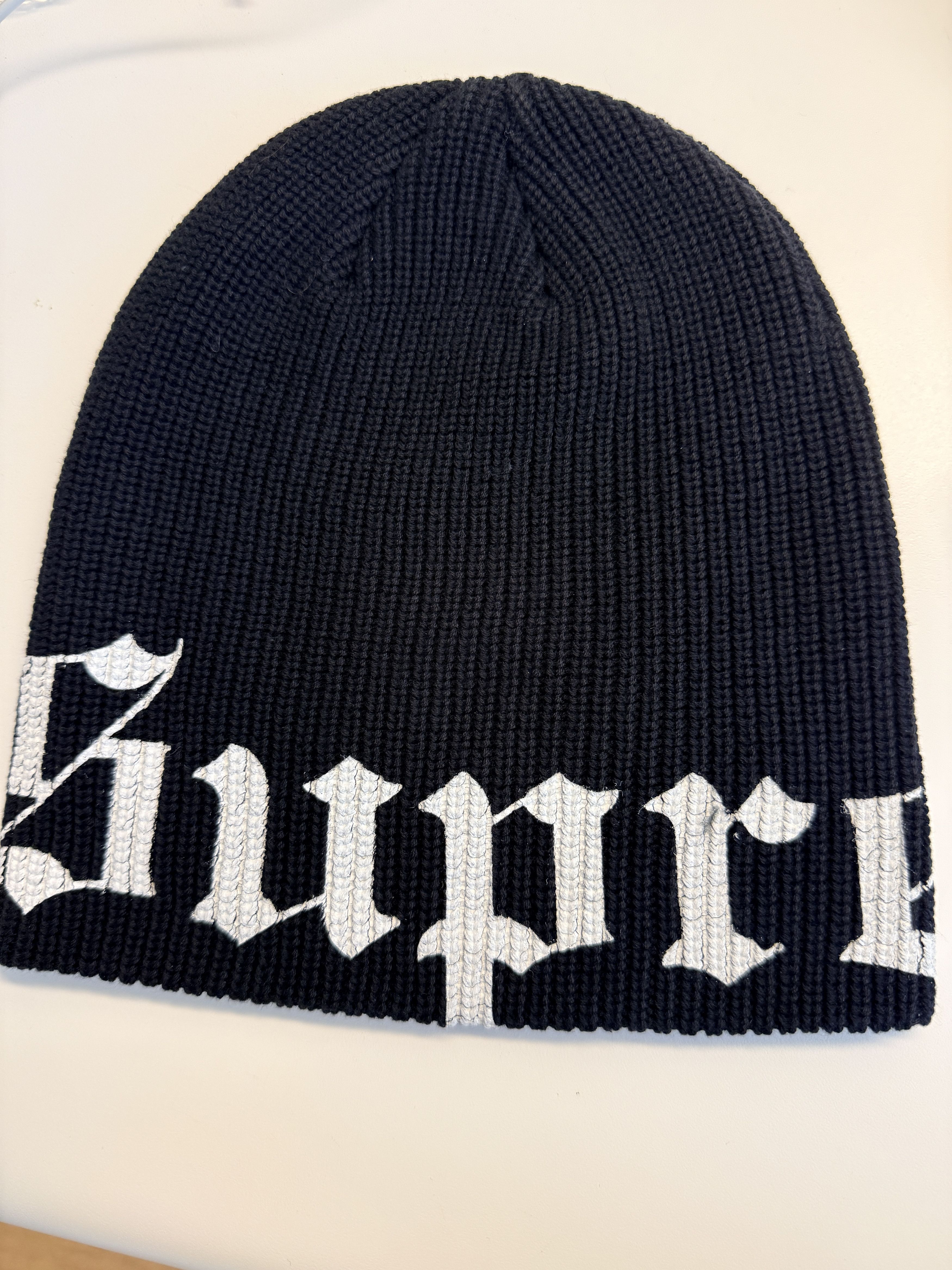 Supreme Old English Printed Beanie in Black