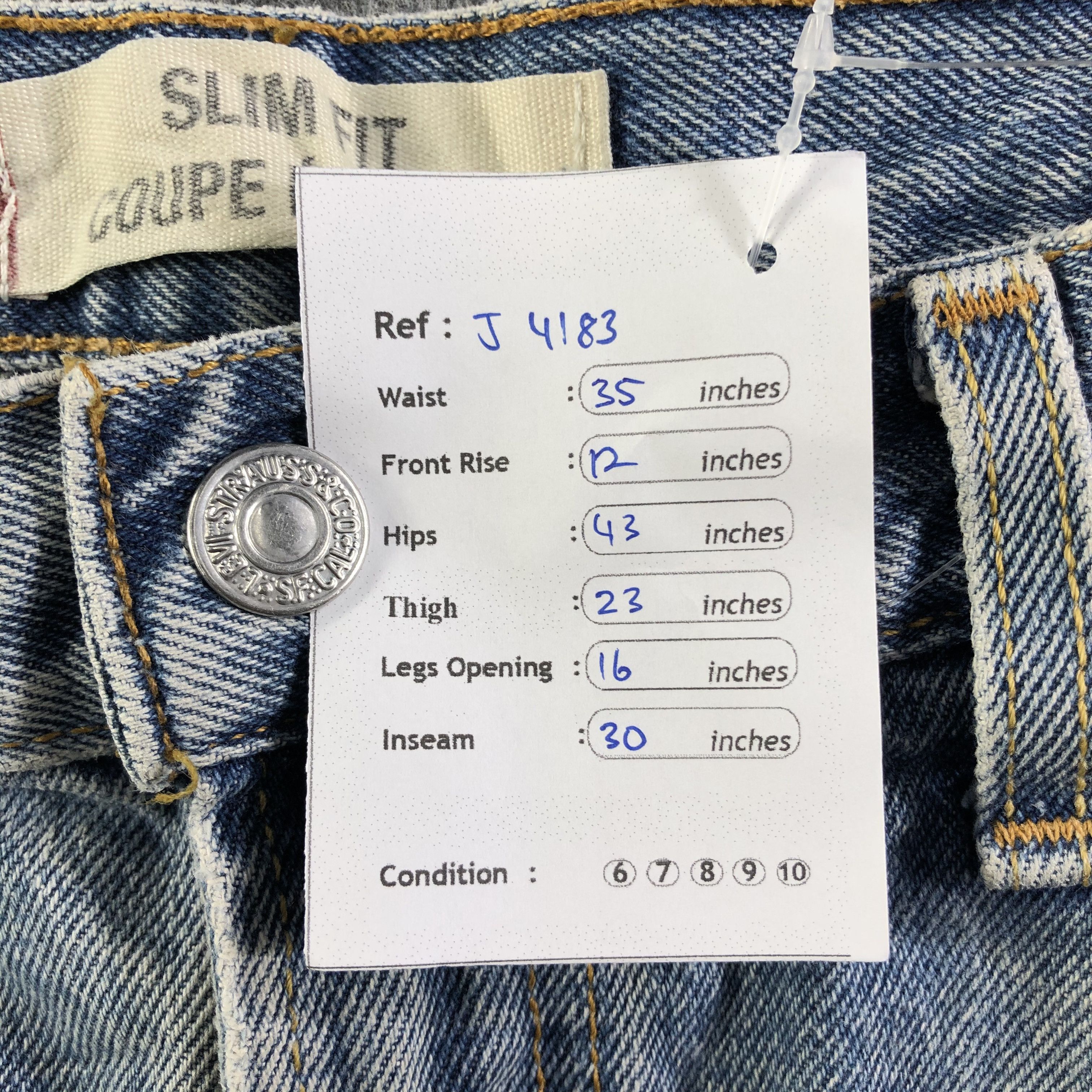 Levi's Vintage Blue Wash Levis 516 Jeans-J4183 Size US 35 - 13 Thumbnail