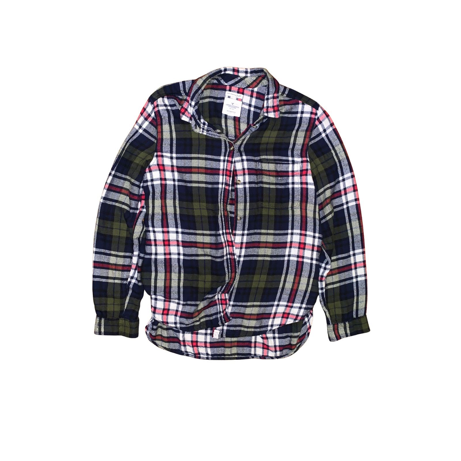 American Eagle Outfitters American Eagle Boyfriend Fit Flannel Shirt Womens L Plaid Size L / US 10 / IT 46 - 1 Thumbnail