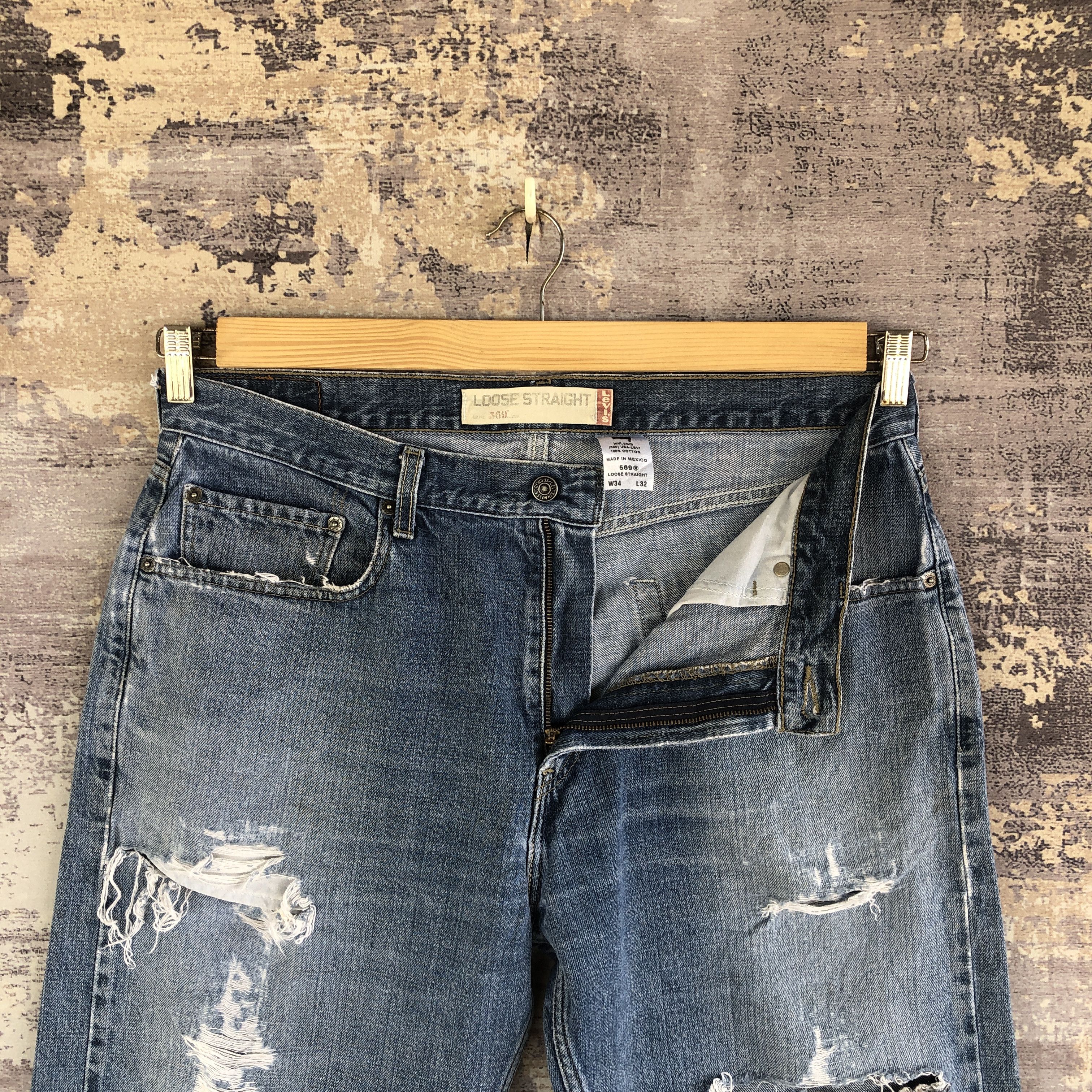 Levi's Vintage Levis 569 Faded Baggy Jeans Levi's Distressed Denim Size US 36 / EU 52 - 6 Thumbnail