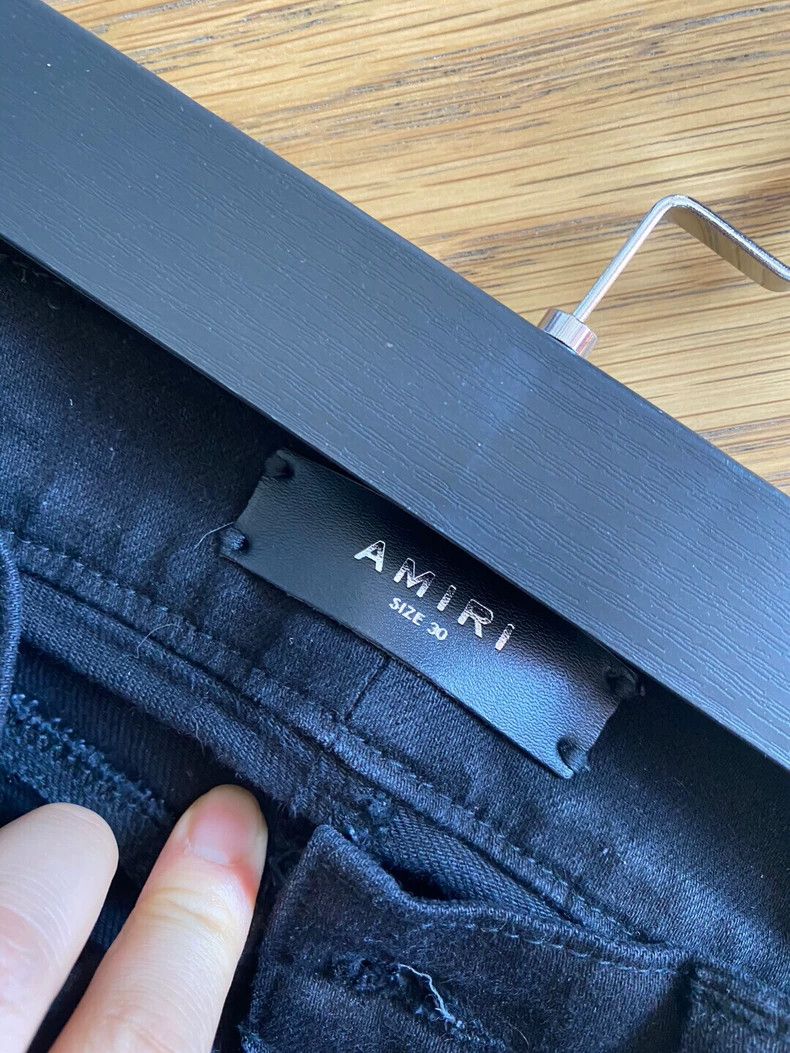 Amiri Amiri 15aw old model MX1 black leather patched denim pants Size US 30 / EU 46 - 4 Thumbnail