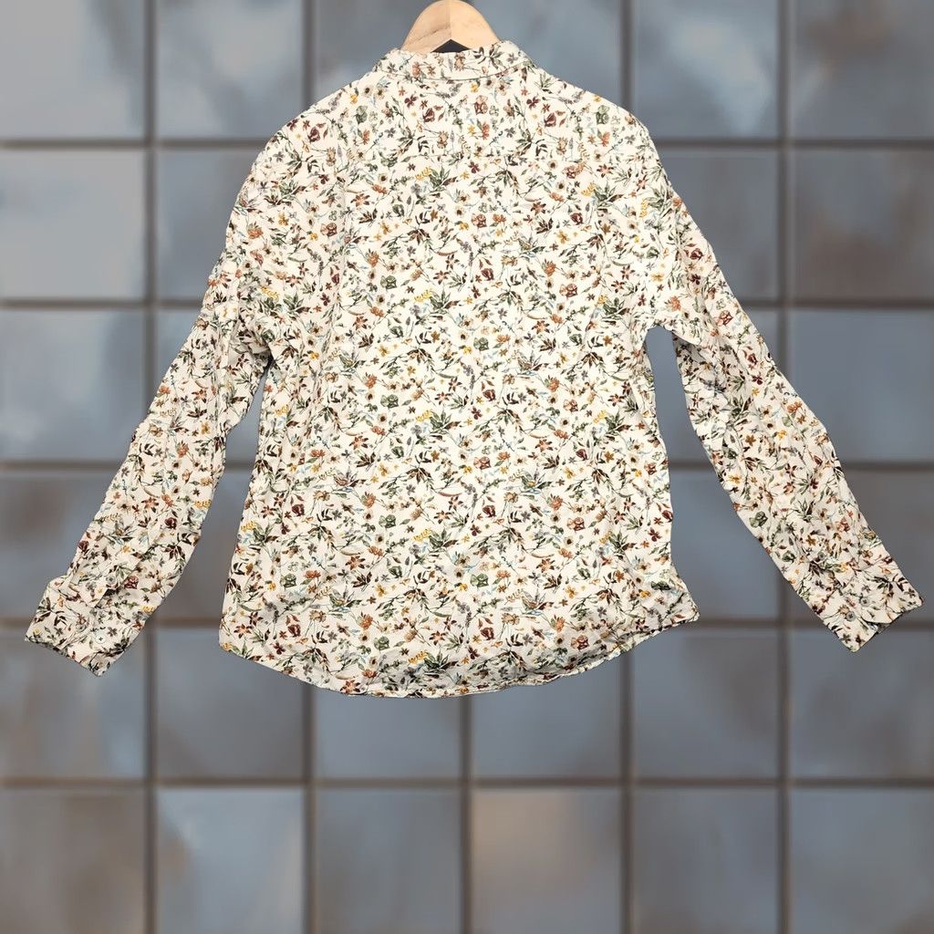 ASH Porter & Ash Shirt Mens XL White Floral Button Down Long Sleeve Cotton Preppy Size US XL / EU 56 / 4 - 1 Thumbnail