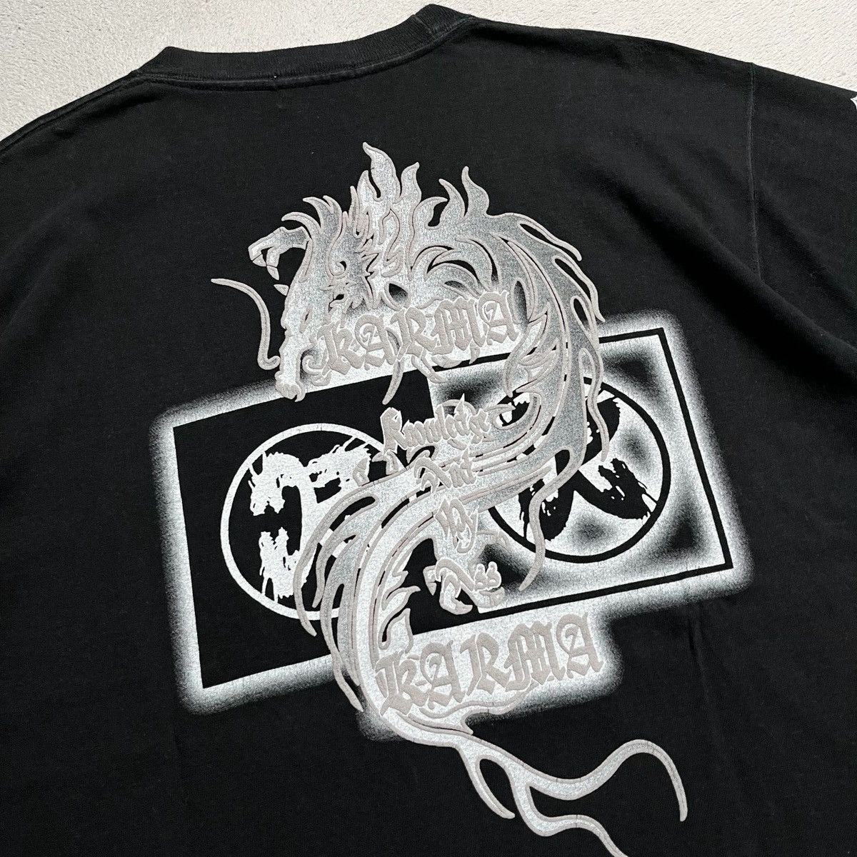 Japanese Brand Vintage KARMA Poem Punk T.Shirt Size US L / EU 52-54 / 3 - 4 Thumbnail