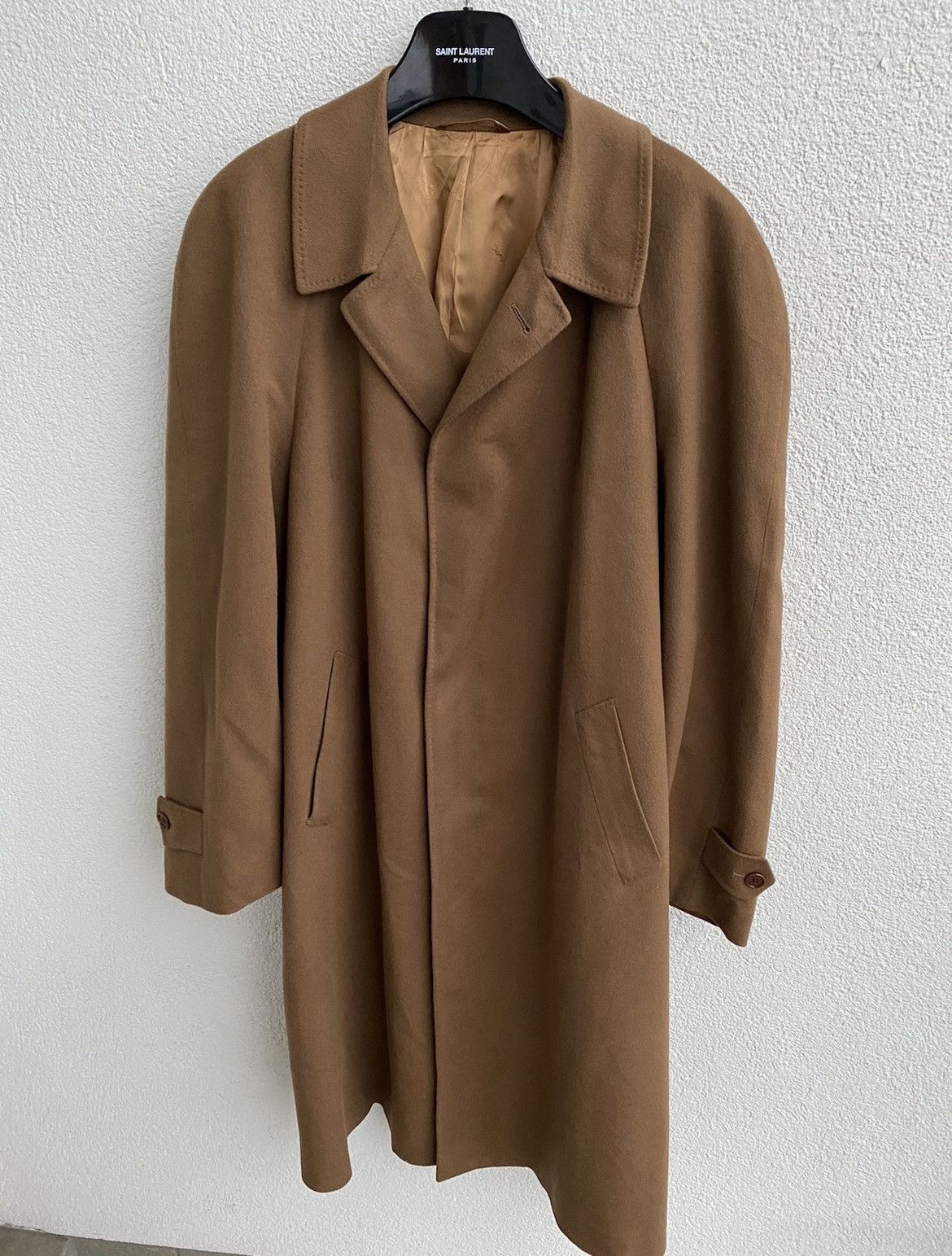 image of Wool YSL Coat Loro Piana Cashmere Soft Long in Brown/Beige, Men's (Size XL)