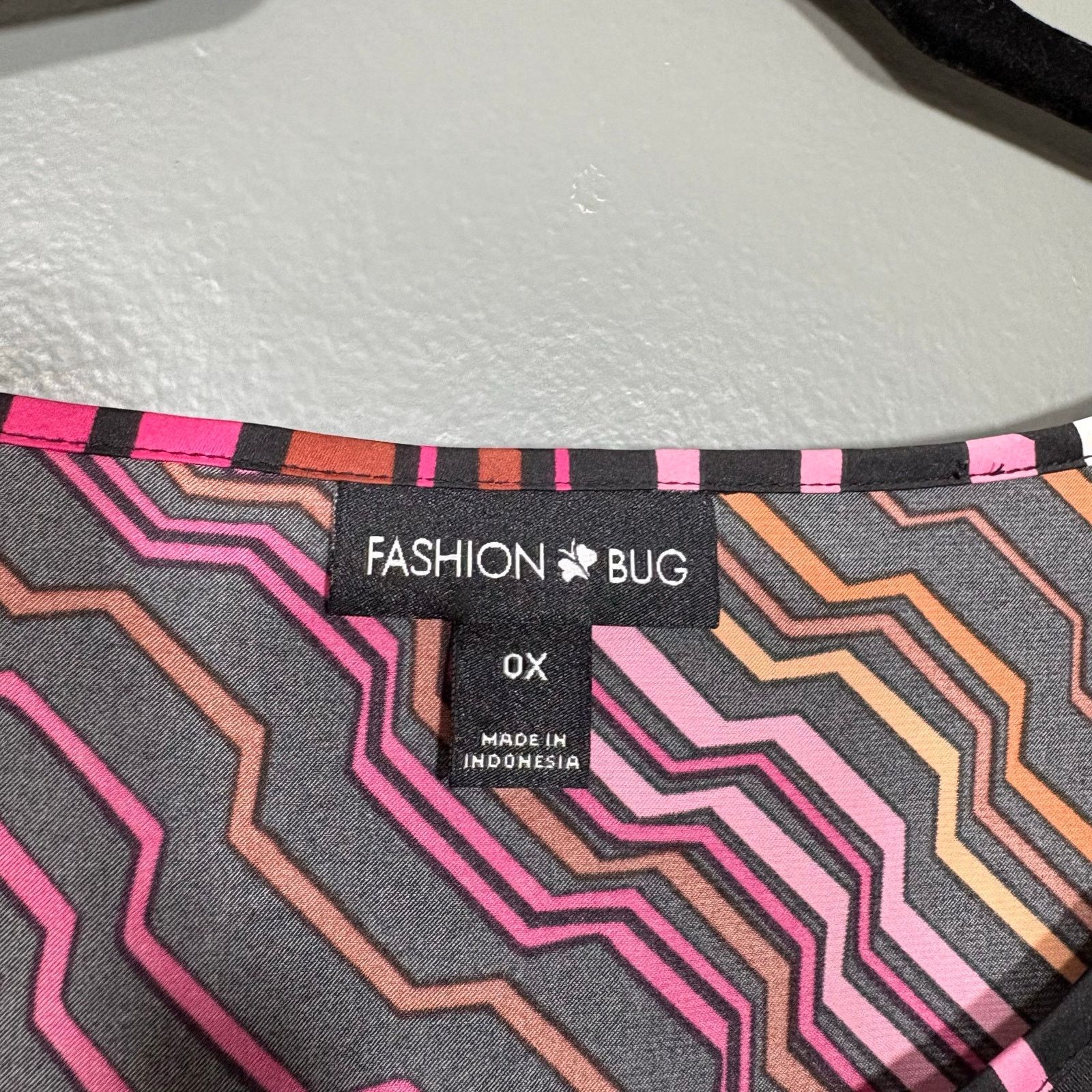 Other Fashion Bug Bright Pink & Black Y2K Funky Print Bold Top Size XL / US 12-14 / IT 48-50 - 5 Thumbnail