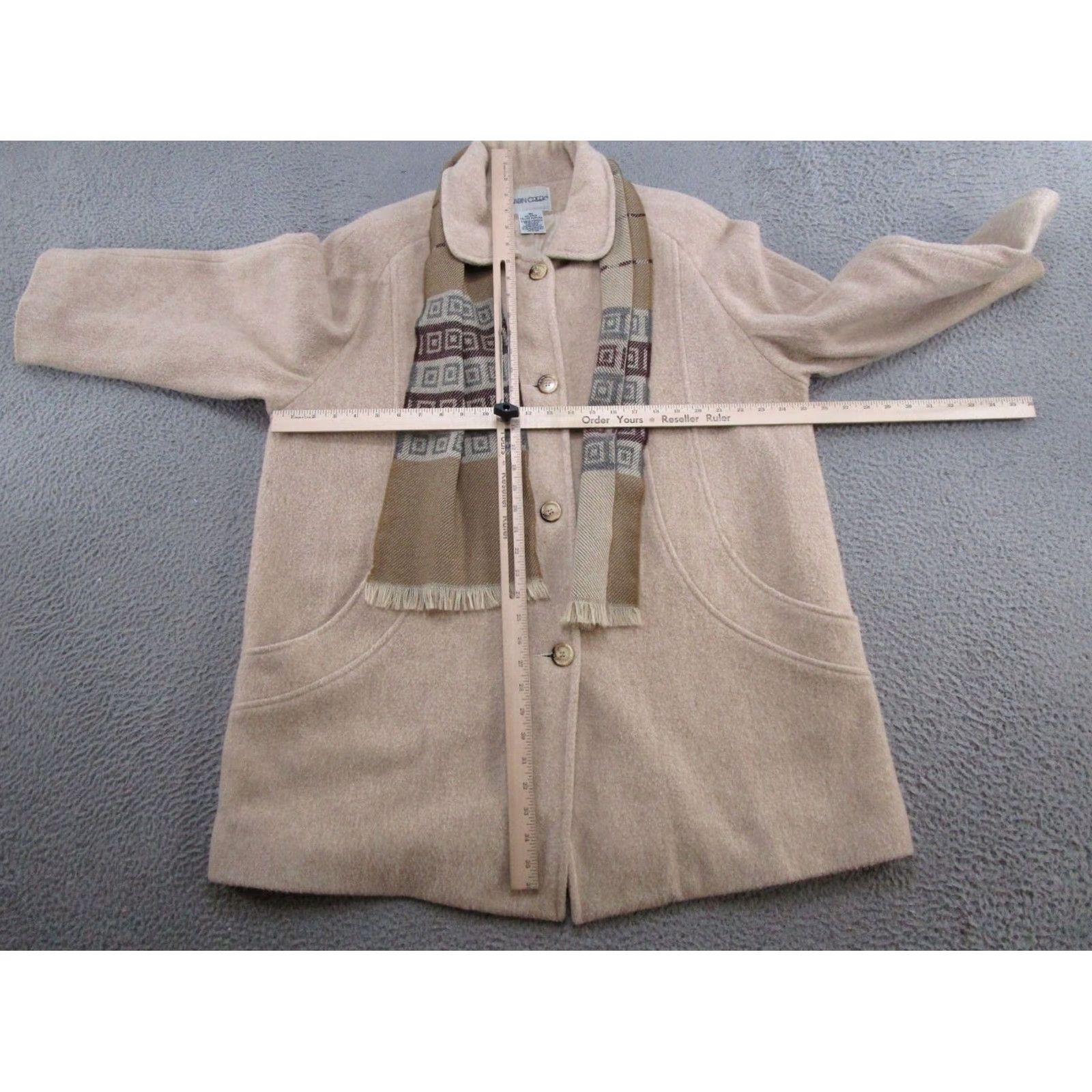 Vintage Cabin Creek Pea Coat Womens Size 18W Mid-Length Lined Wool Coat Beige 90s Vintage Womens Size XXL / US 16-18 / IT 52-54 - 4 Thumbnail