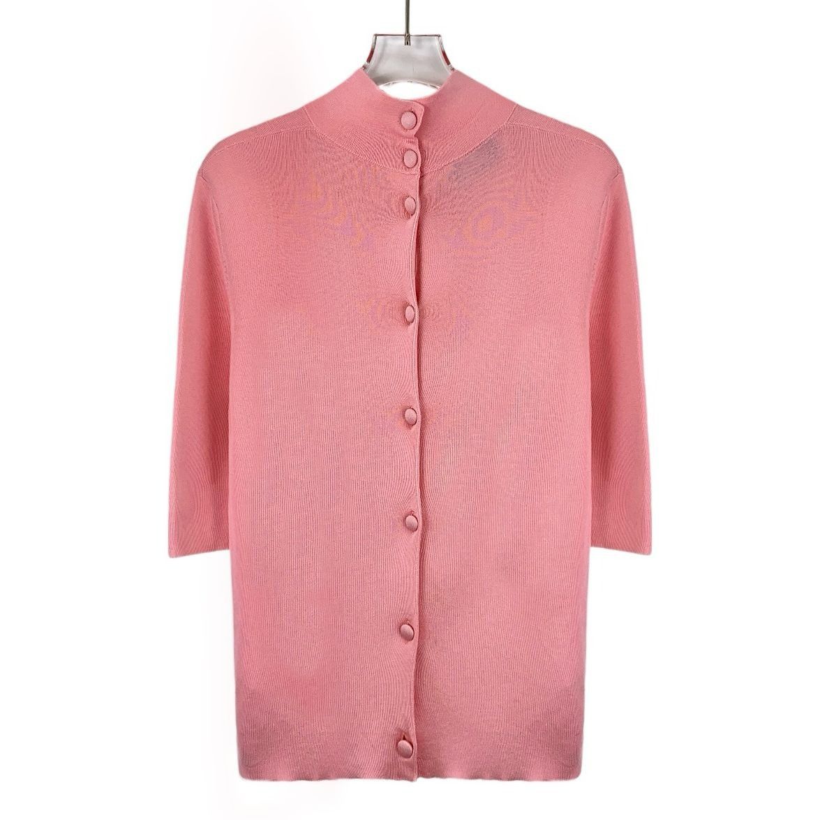 Prada Prada Pink Silk Bow Detail Mock Neck Short Sleeve Top Sz 40 Size M / US 6-8 / IT 42-44 - 8 Thumbnail