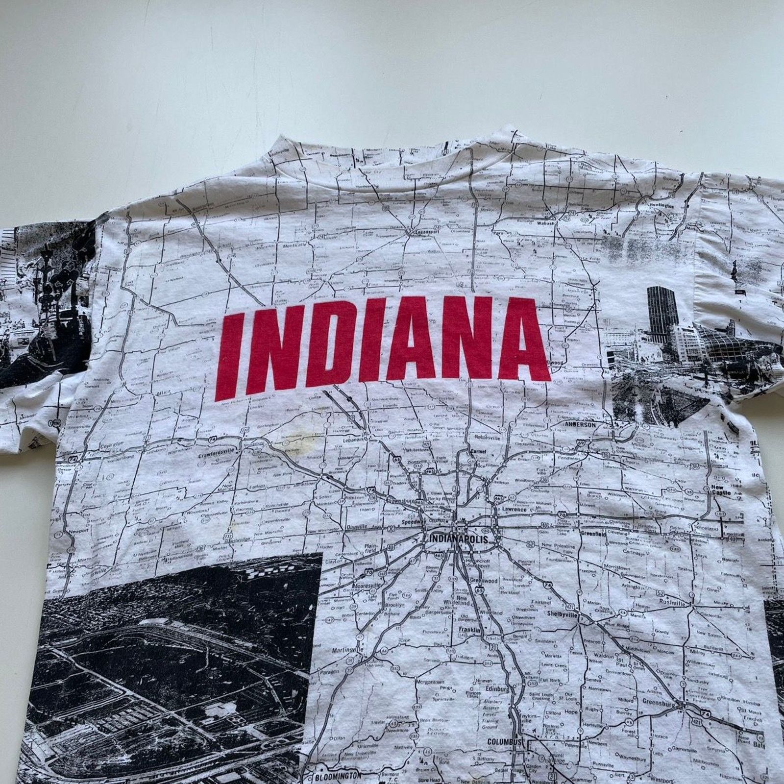 Vintage Vintage 90s Indiana AOP Art Map T Shirt XL Made In USA Rare Size US M / EU 48-50 / 2 - 2 Thumbnail