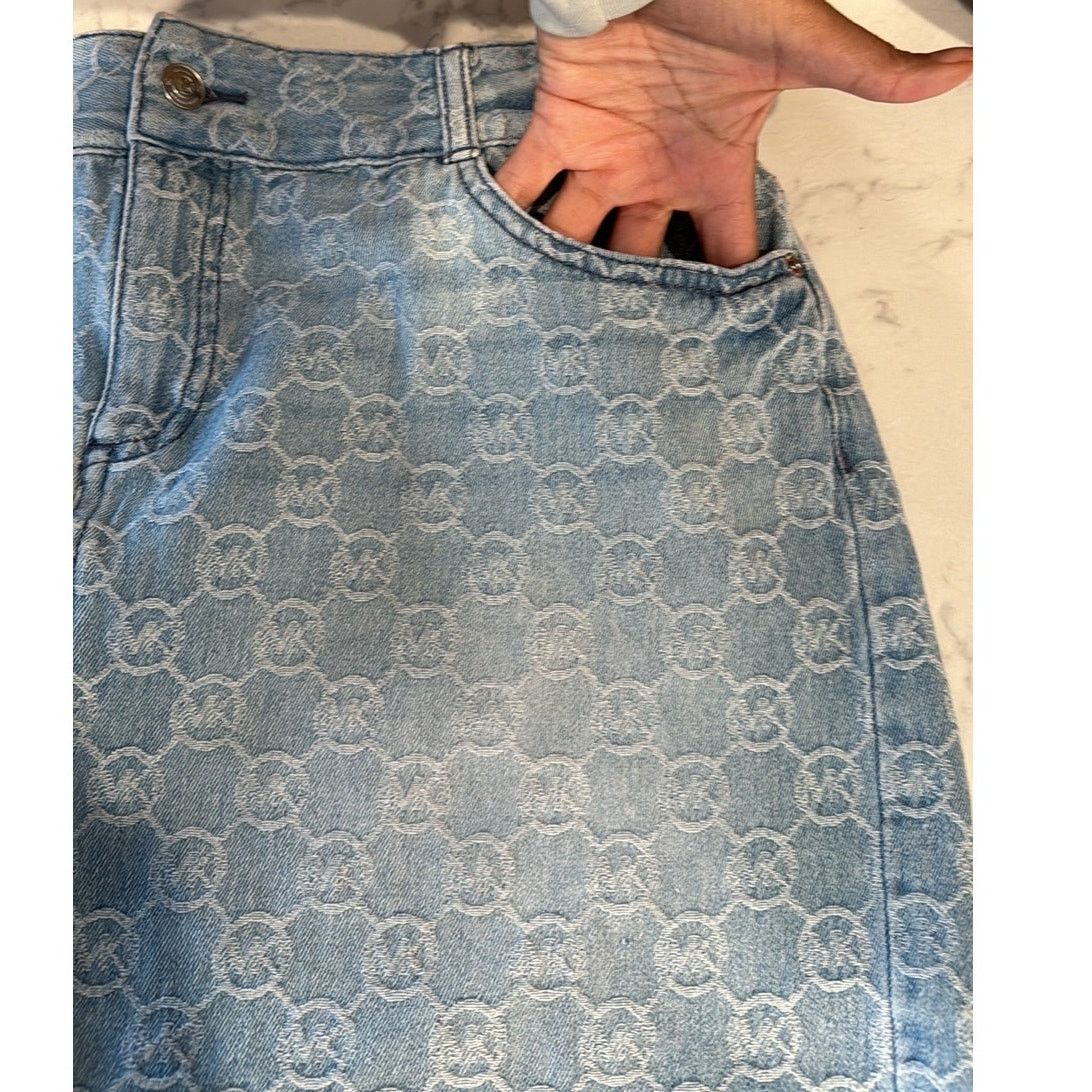 Michael Kors Rare Vintage monogrammed Michael Kors denim mini skirt Y2K Size 34" / US 12 / IT 48 - 2 Thumbnail