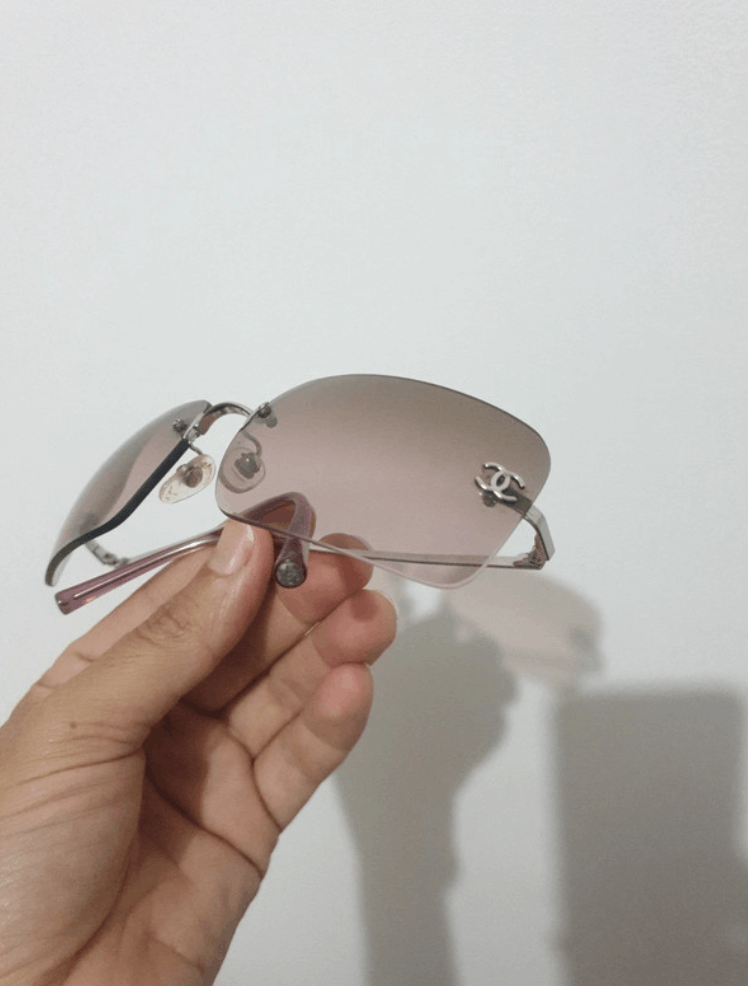 Chanel Chanel Sunglasses 4017 Rhinestone Rimless Vintage CC Logo Size ONE SIZE - 3 Thumbnail