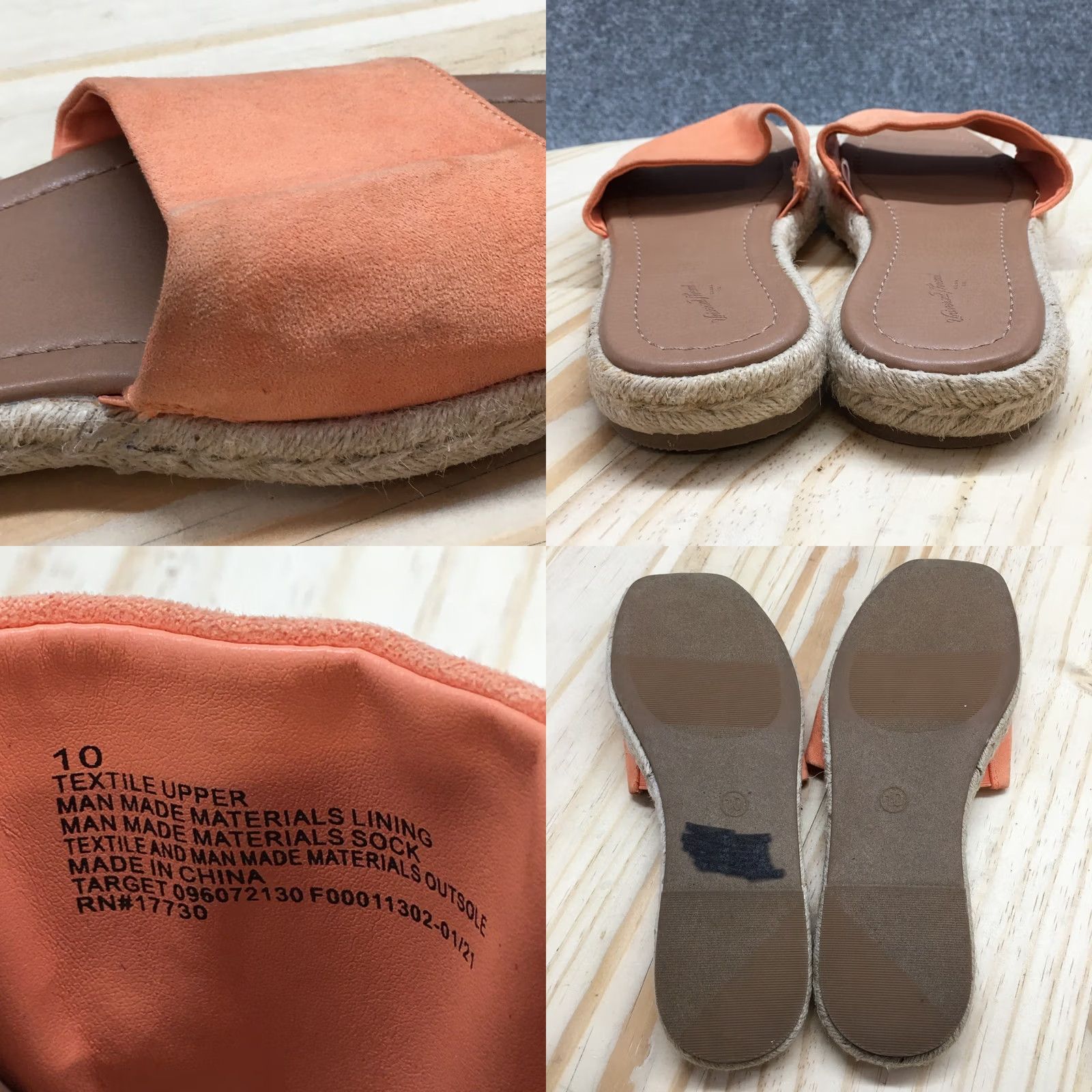 Vintage Universal Thread Sandals Womens 10 Maren Slip On Espadrille Slide Orange Sandal Size US 10 / IT 40 - 9 Thumbnail