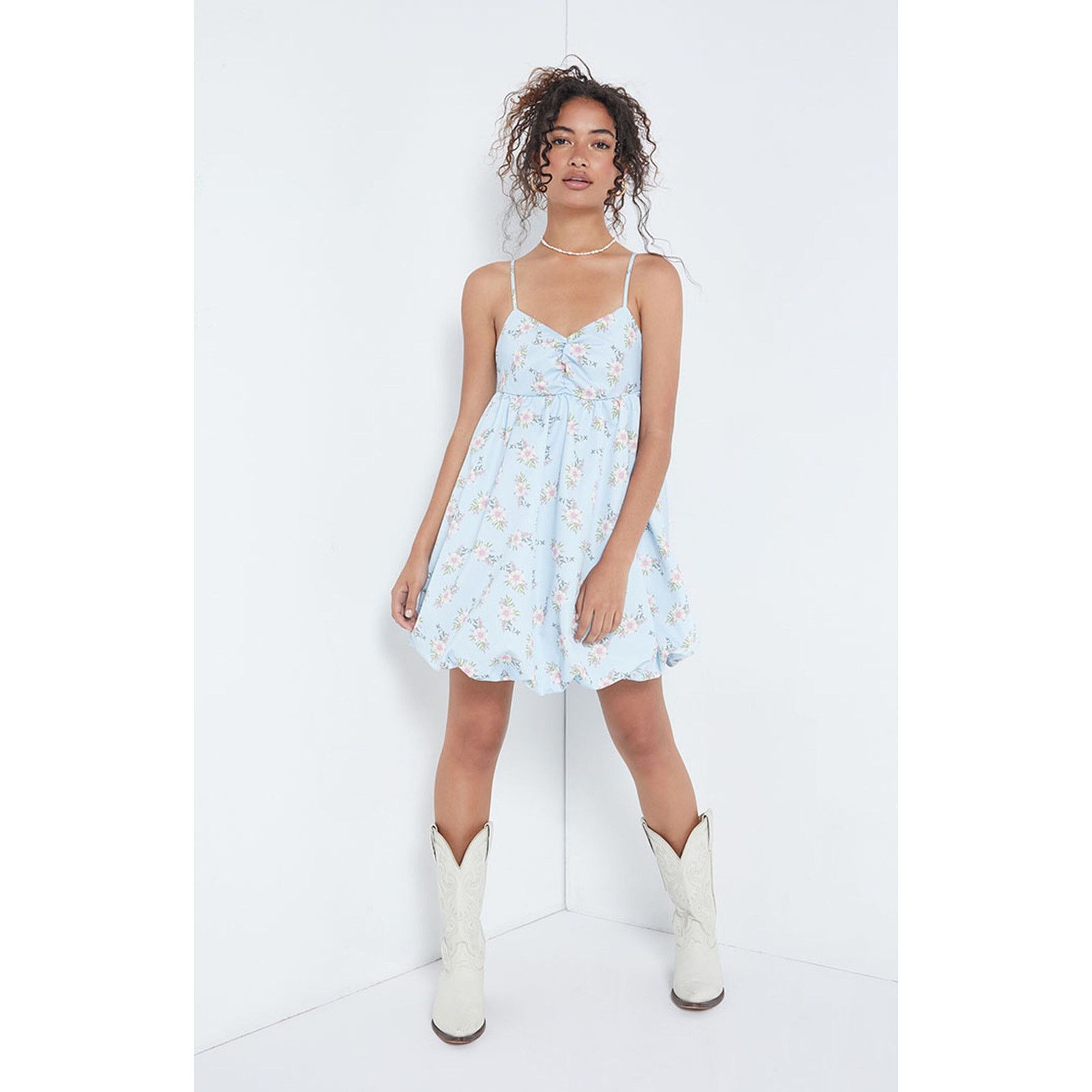 Free People New Free People In A Bubble Floral Mini Dress $128 Sz S Blue Size S / US 4 / IT 40 - 2 Thumbnail