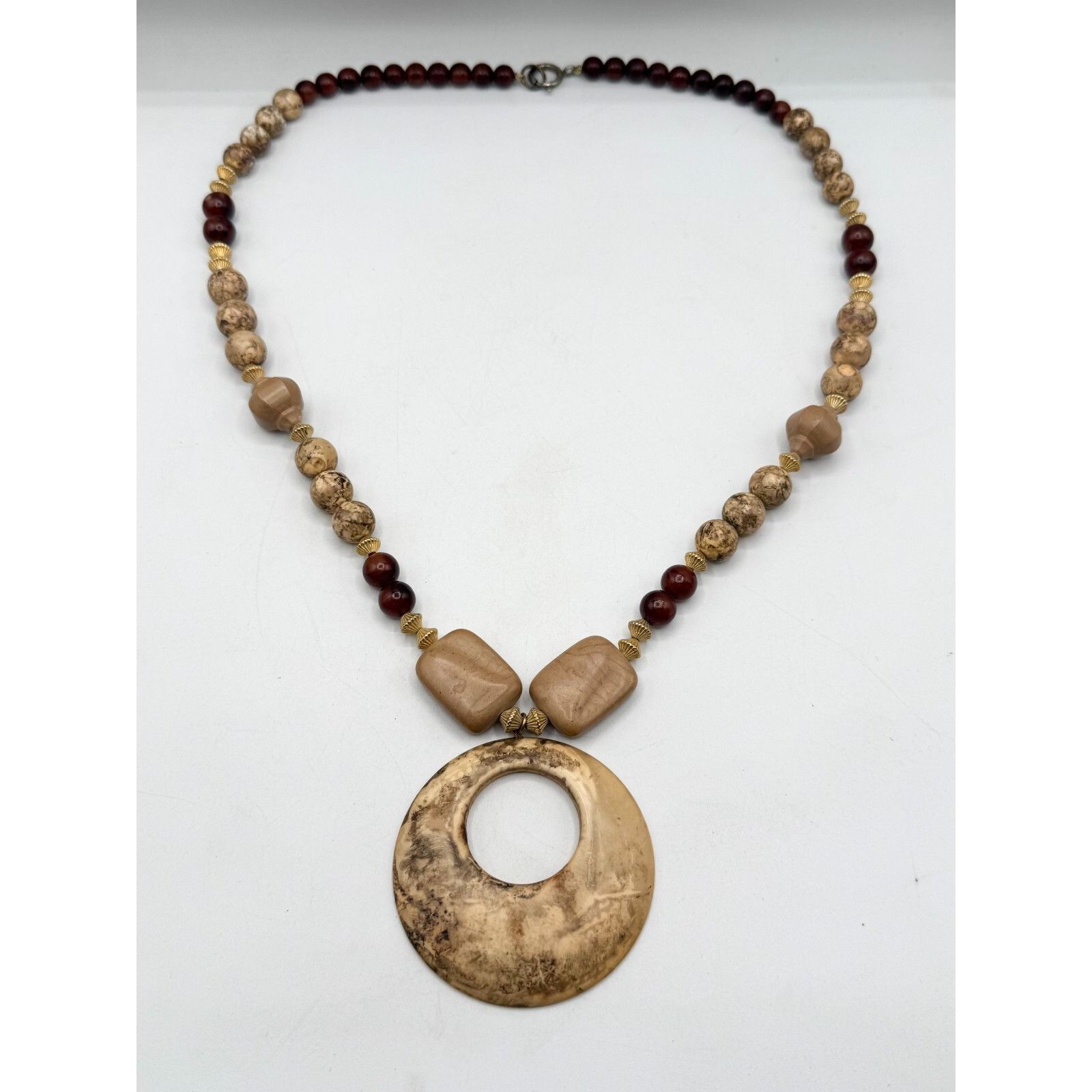 Vintage Vintage 80s Wood Plastic Long Beaded Pendant Necklace Size ONE SIZE - 2 Thumbnail