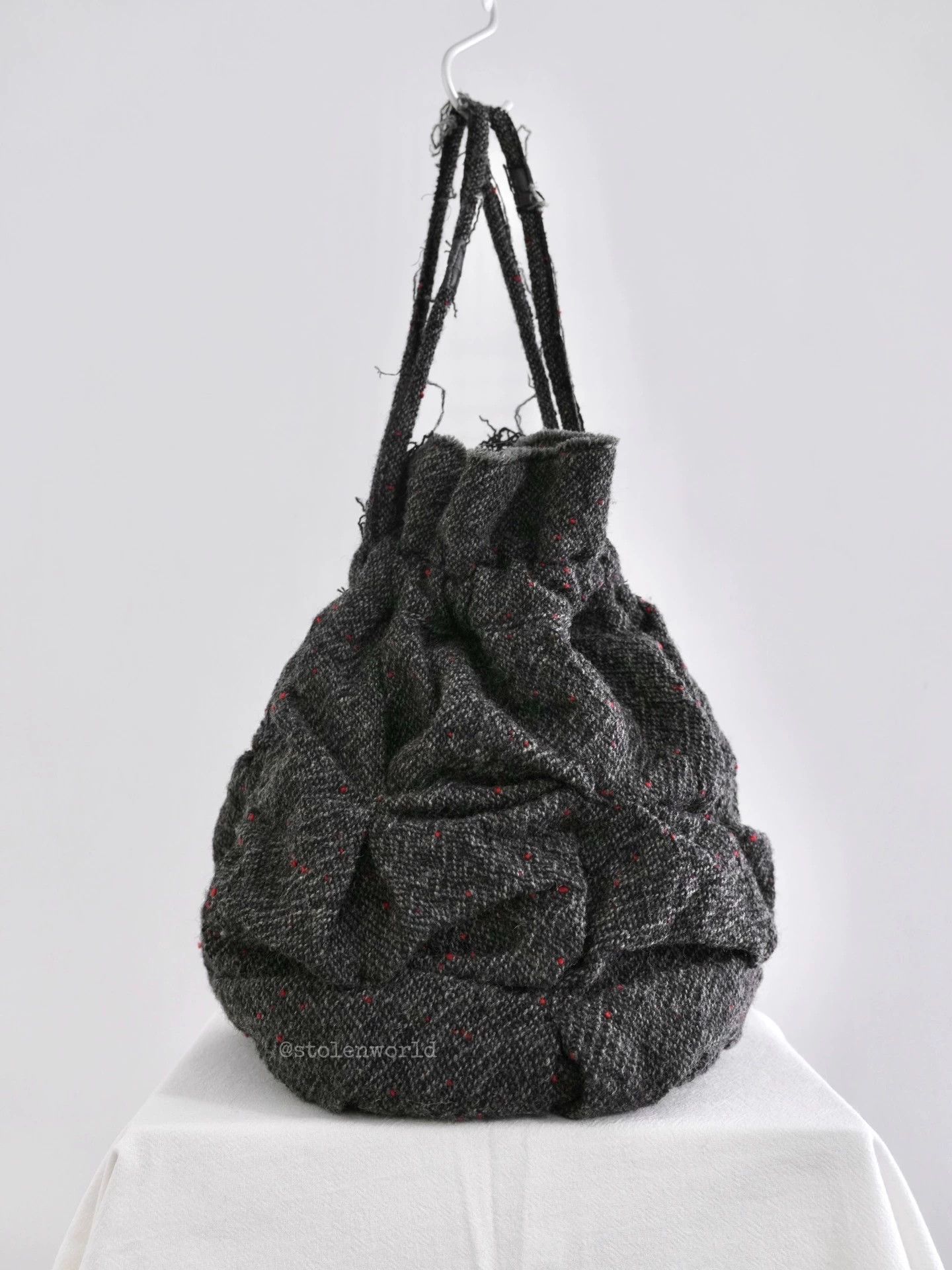 Junya Watanabe Junya Watanabe Wool Wrinkled Drawstring Round Bag Size ONE SIZE - 1 Thumbnail