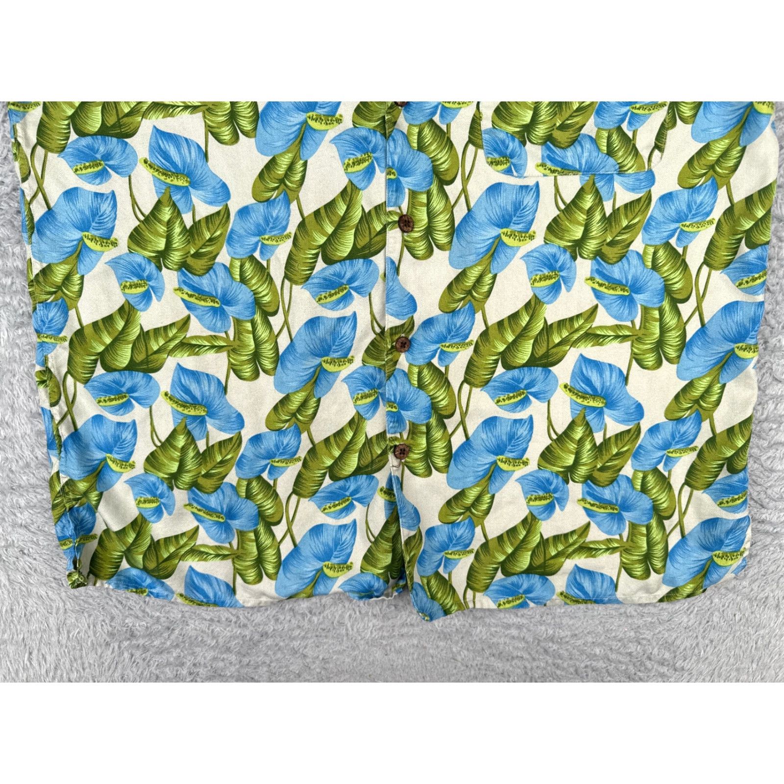 Tommy Bahama Jos A. Bank Shirt Men Medium Blue Green Leaf Floral 100% Silk Hawaiian Beach Size US M / EU 48-50 / 2 - 5 Thumbnail