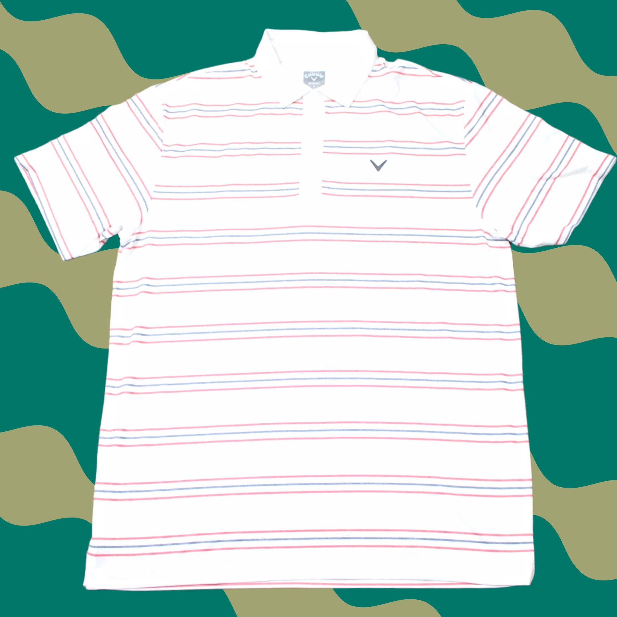 Callaway Callaway Polo Shirt Mens Large White Red Blue Striped Opti-Dri Golf Short Sleeve Size US L / EU 52-54 / 3 - 1 Thumbnail