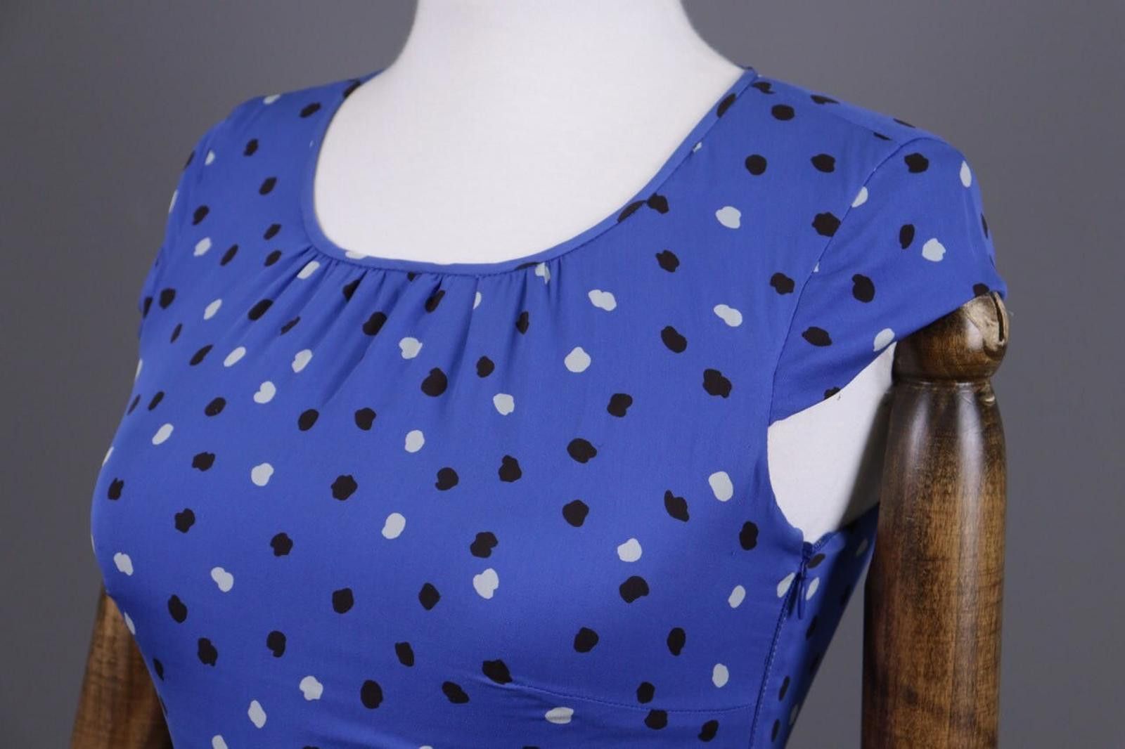 J.Crew J. Crew Blue Printed Silk Short Sleeve Dress Size 00 / XS Size L / US 10 / IT 46 - 7 Thumbnail