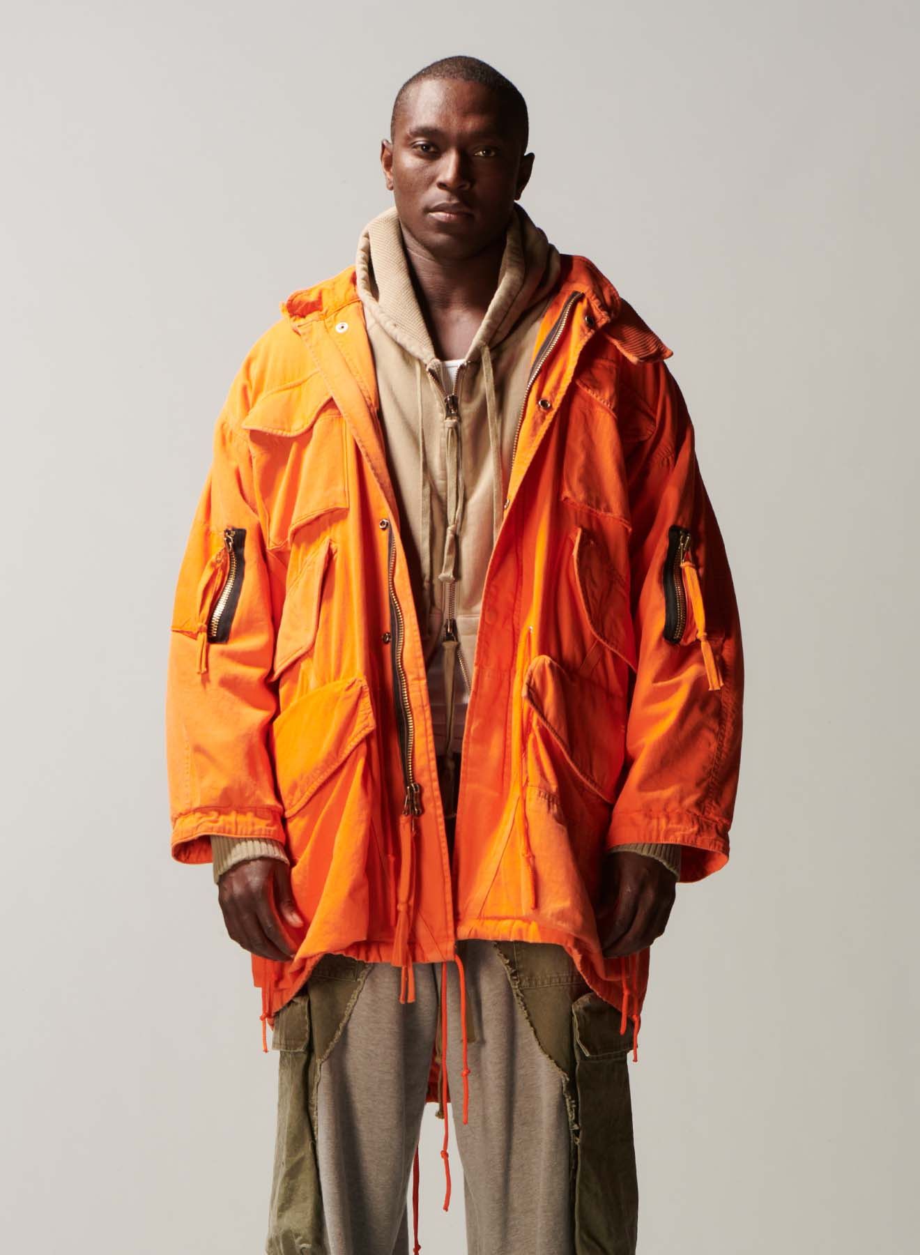 Greg Lauren $1350 Greg Lauren Sample Orange Fishtail Parka Size US XL / EU 56 / 4 - 1 Thumbnail