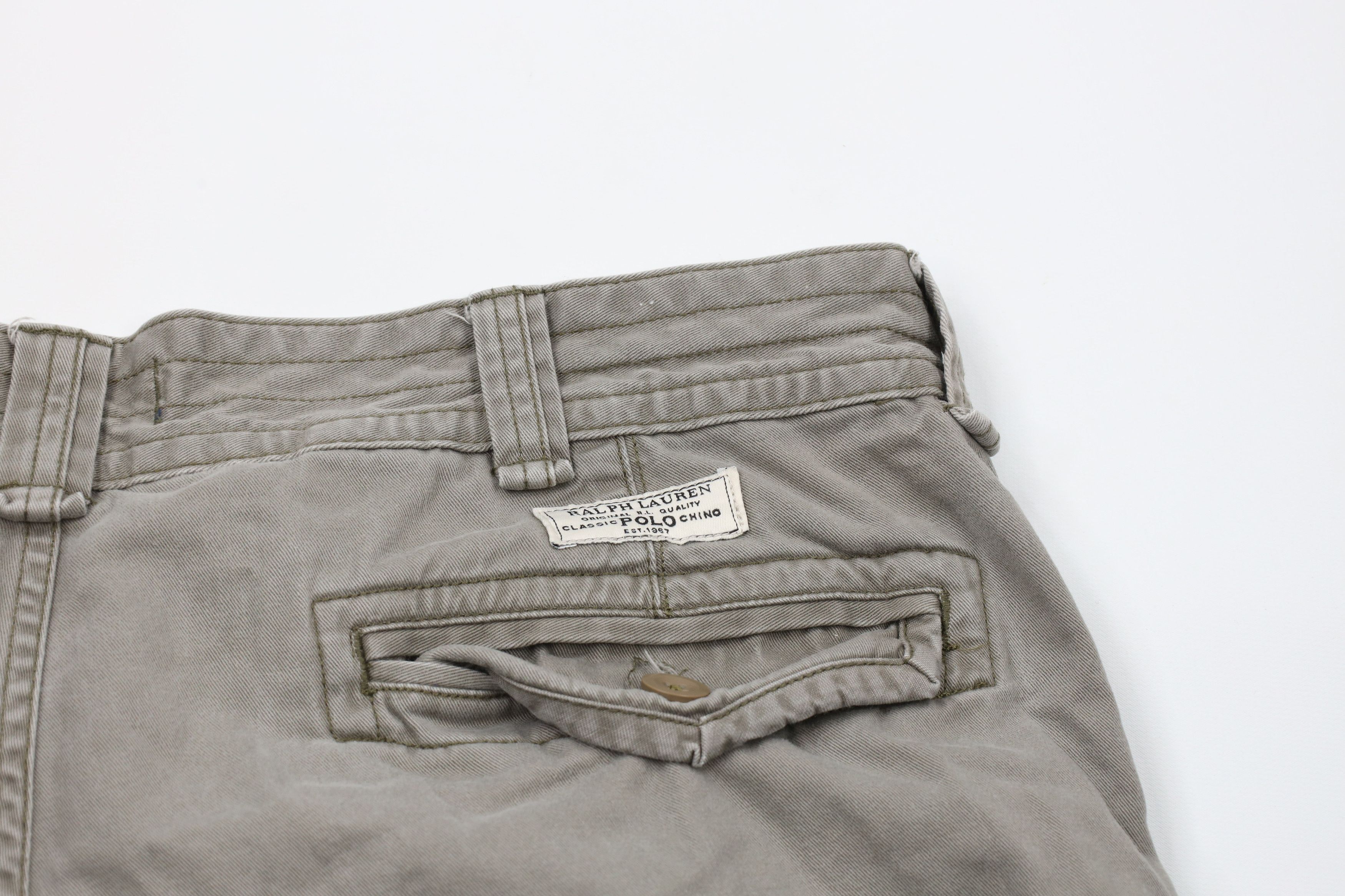 Ralph Lauren × Vintage Vintage Ralph Lauren Chino Cargo Shorts Gray Green Size US 38 / EU 54 - 10 Thumbnail
