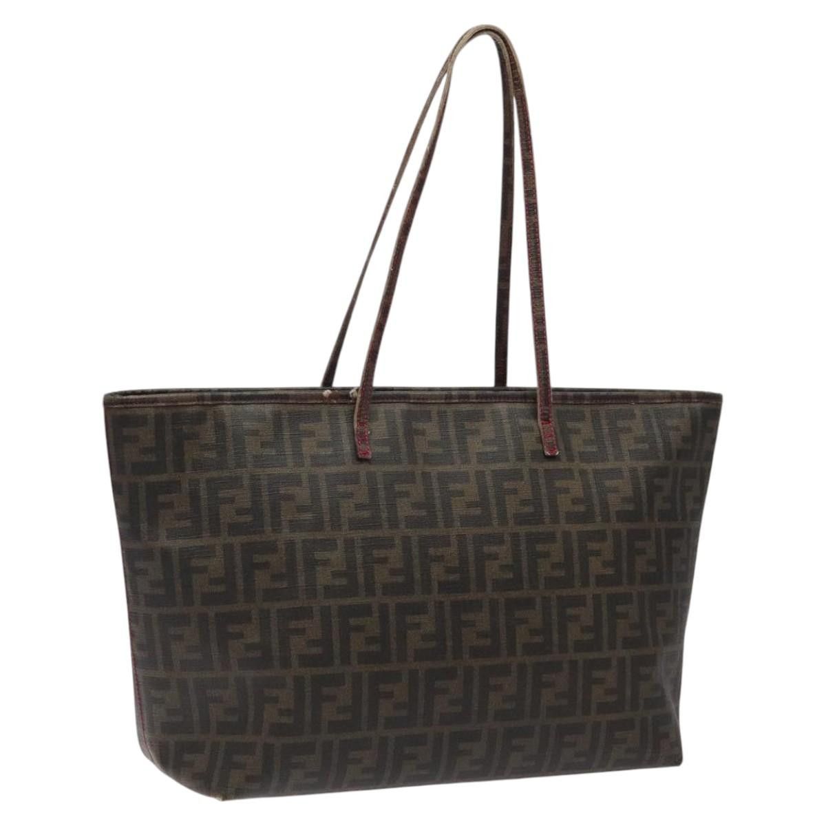 Fendi Zucca Canvas Tote Bag Pvc Black Brown Auth Ba1615 in Black/Brown, Women's