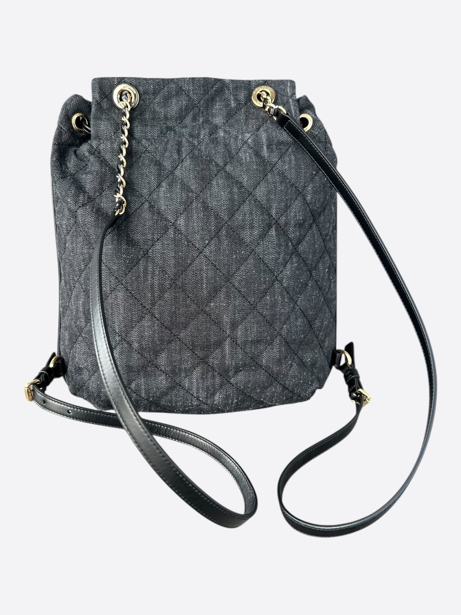 Chanel Chanel Dark Grey Denim Quilted Flap Backpack Size ONE SIZE - 3 Thumbnail