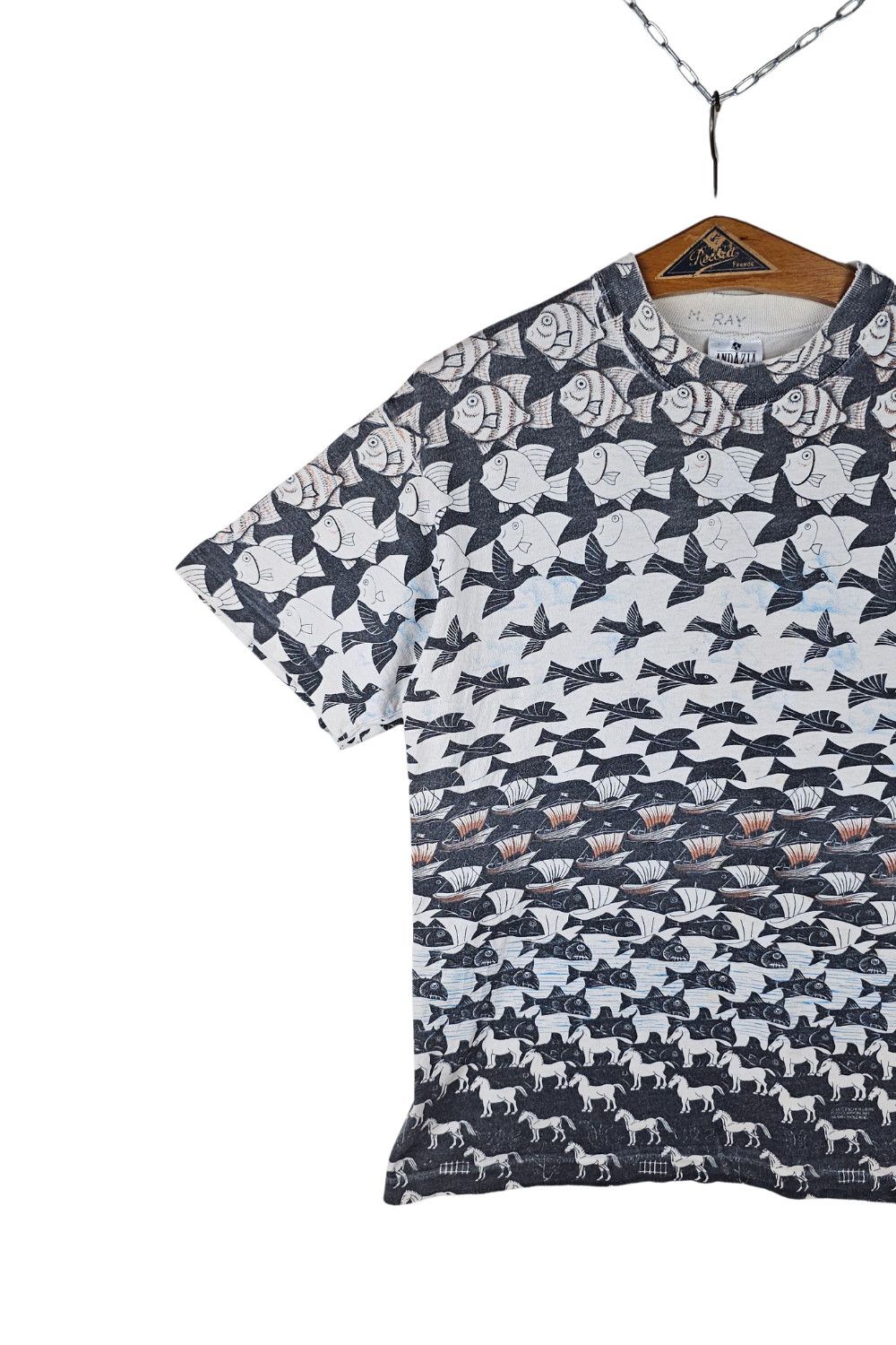 Vintage 1990s M.C. Escher AOP Wrap Tee - USA Made Size US L / EU 52-54 / 3 - 4 Thumbnail
