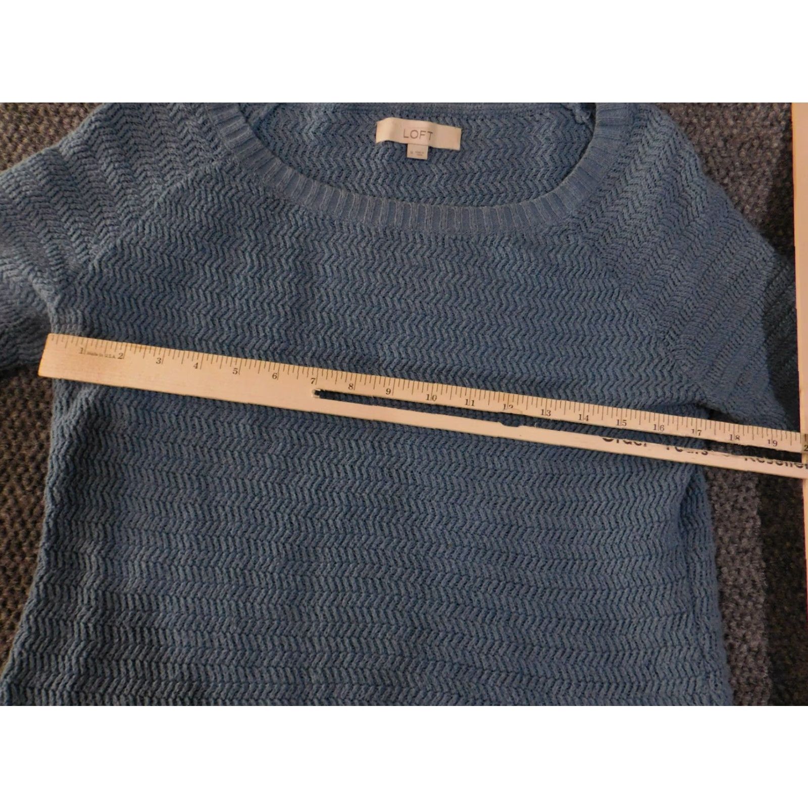 Loft LOFT Sweater Womens Medium Blue Knit Textured Pullover Casual Cotton Rib Knit Scoop Neck Long Sleeve Pullover Regular Fit Adult Womens Size M / US 6-8 / IT 42-44 - 5 Thumbnail