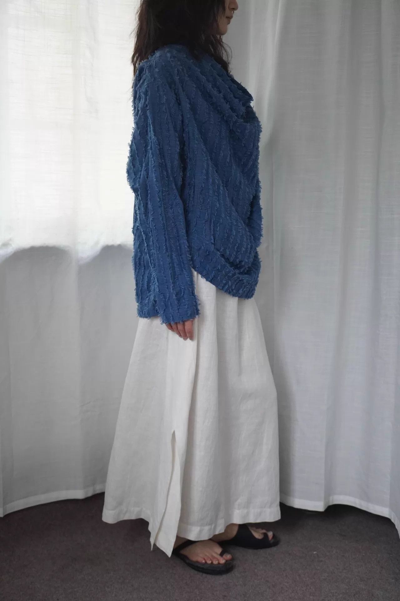 Issey Miyake Issey Miyake 1992 Drape Neck Blue Silk-Cotton Top ML Size M / US 6-8 / IT 42-44 - 3 Thumbnail