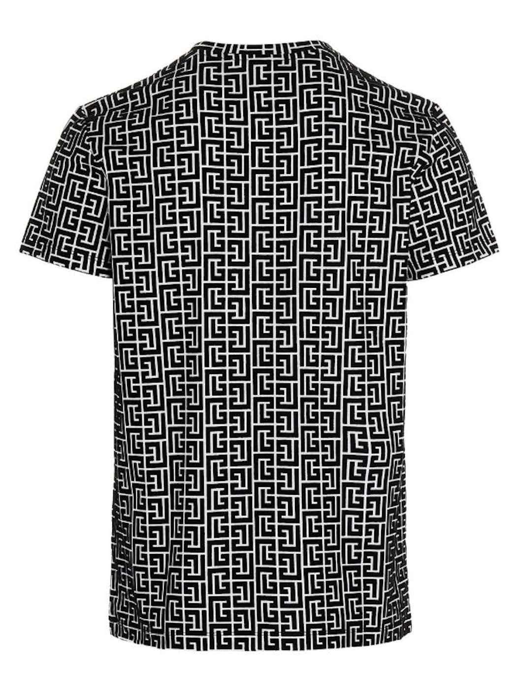 Balmain ◇LIKE NEW◇ BALMAIN Organic Cotton Flocked Monogram SS Tee Size US XL / EU 56 / 4 - 12 Thumbnail