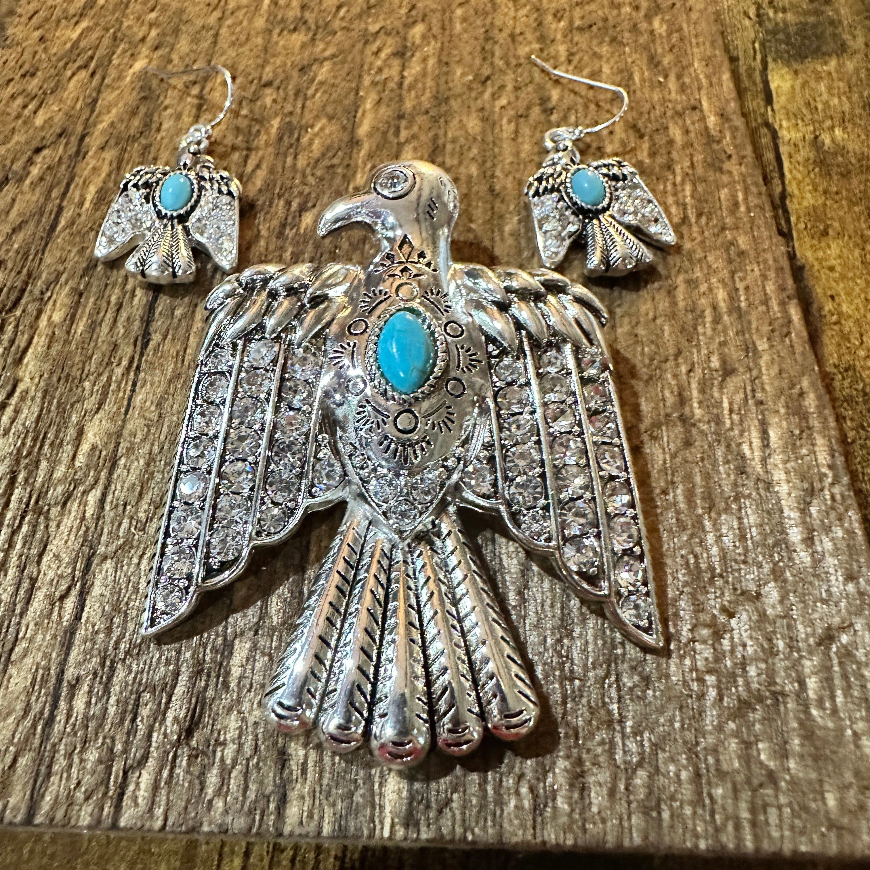 Other Boho Thunderbird Majesty: Turquoise & Silver Pendant of Stre Size ONE SIZE - 7 Thumbnail
