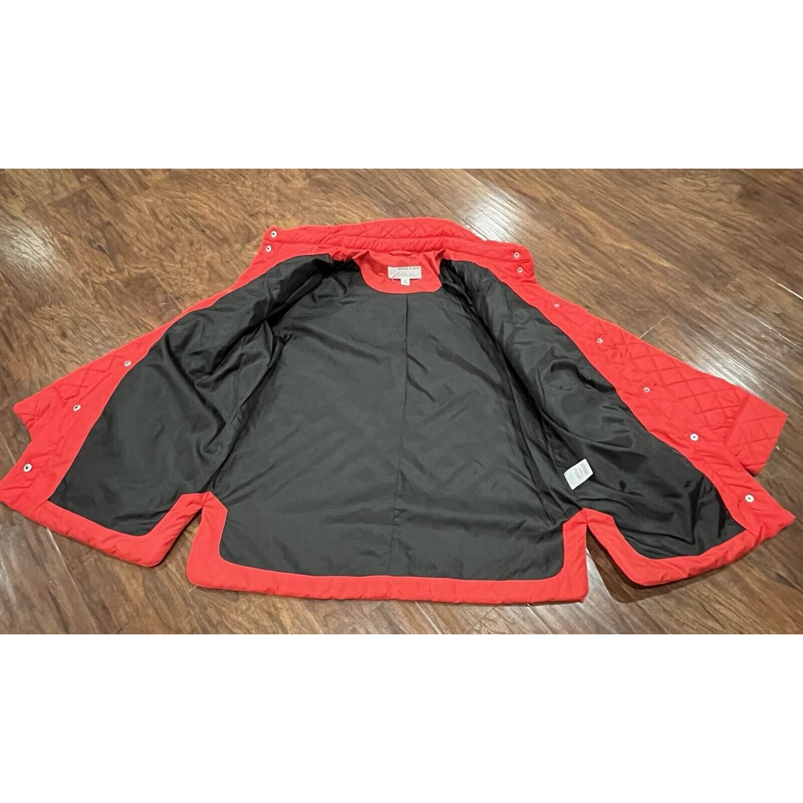 NEW Anne Klein Womens Jacket Red Quilted Side-Slit Midweight