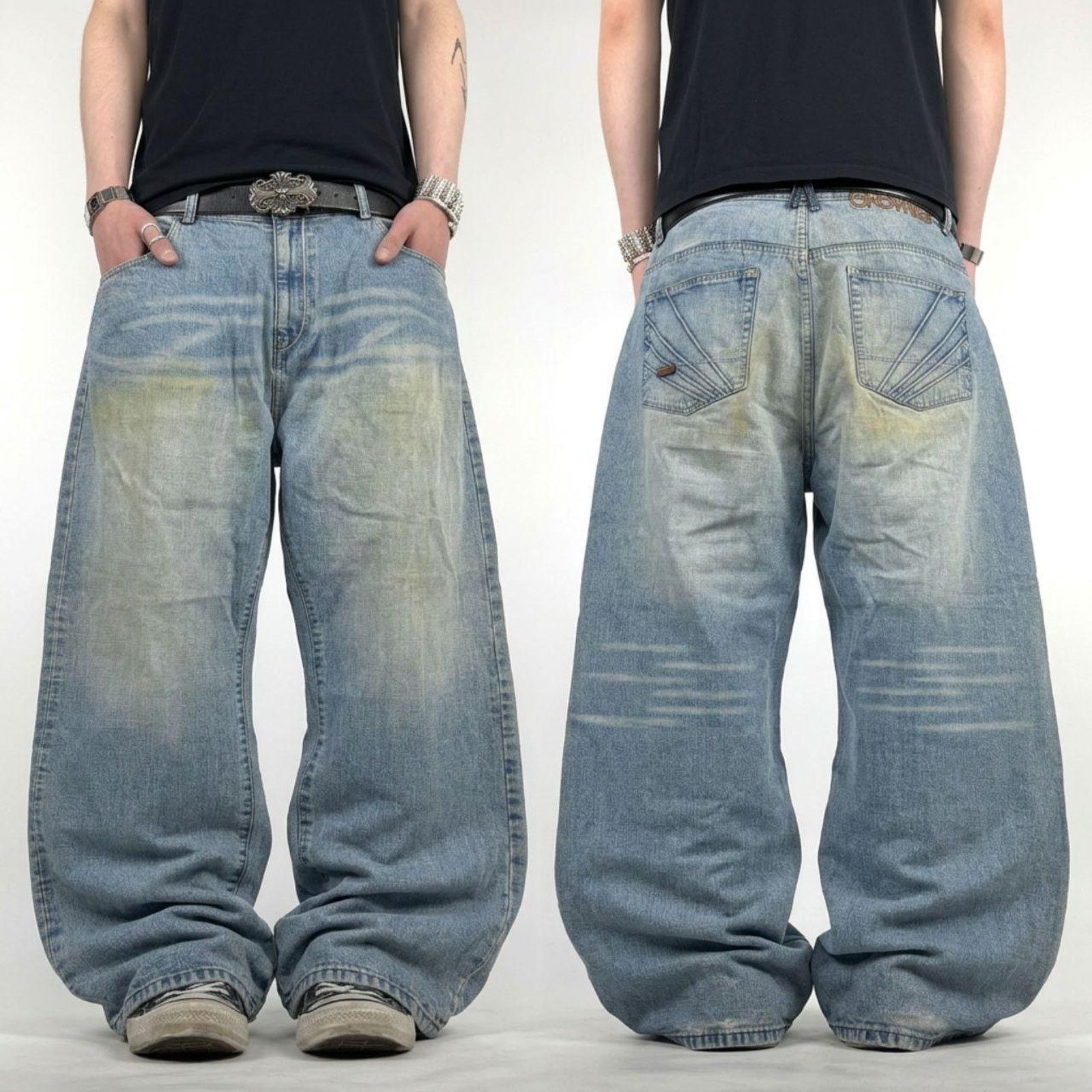 Akademiks × JNCO × Vintage Vintage y2k grunge archive baggy wide leg embroidered jeans Size US 42 / EU 58 - 1 Thumbnail
