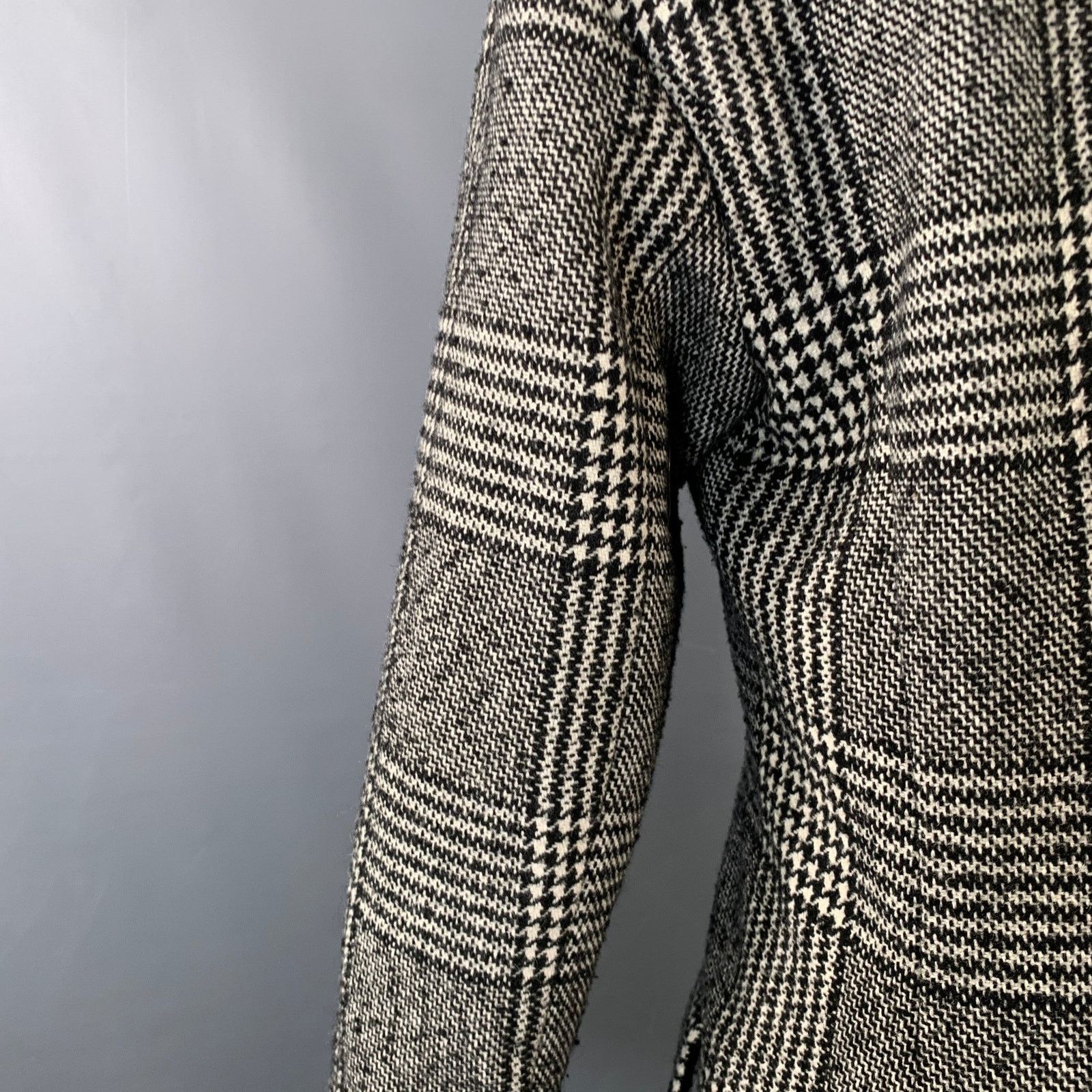 Michael Kors Size S Black White Wool Blend Plaid Double Breasted Coat Size S / US 4 / IT 40 - 6 Thumbnail