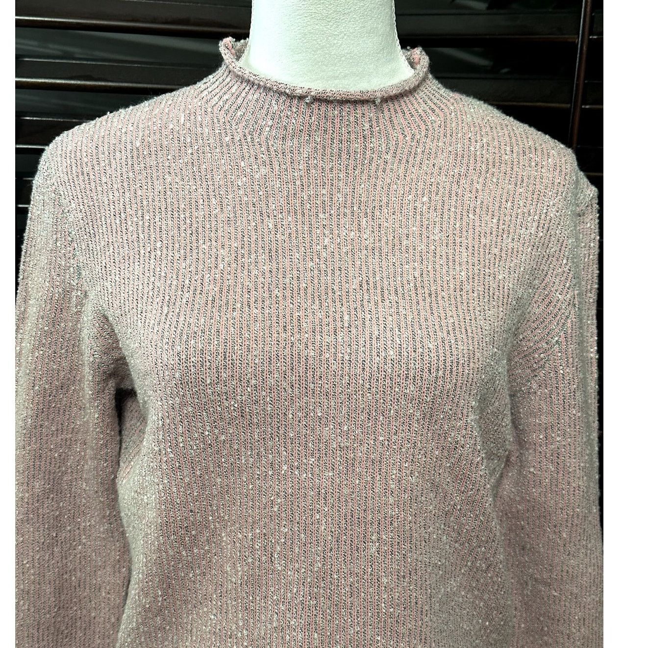 Other Cotton Emporium Womens Pink/Gray Striped Mock Sweater M NWOT Size M / US 6-8 / IT 42-44 - 3 Thumbnail
