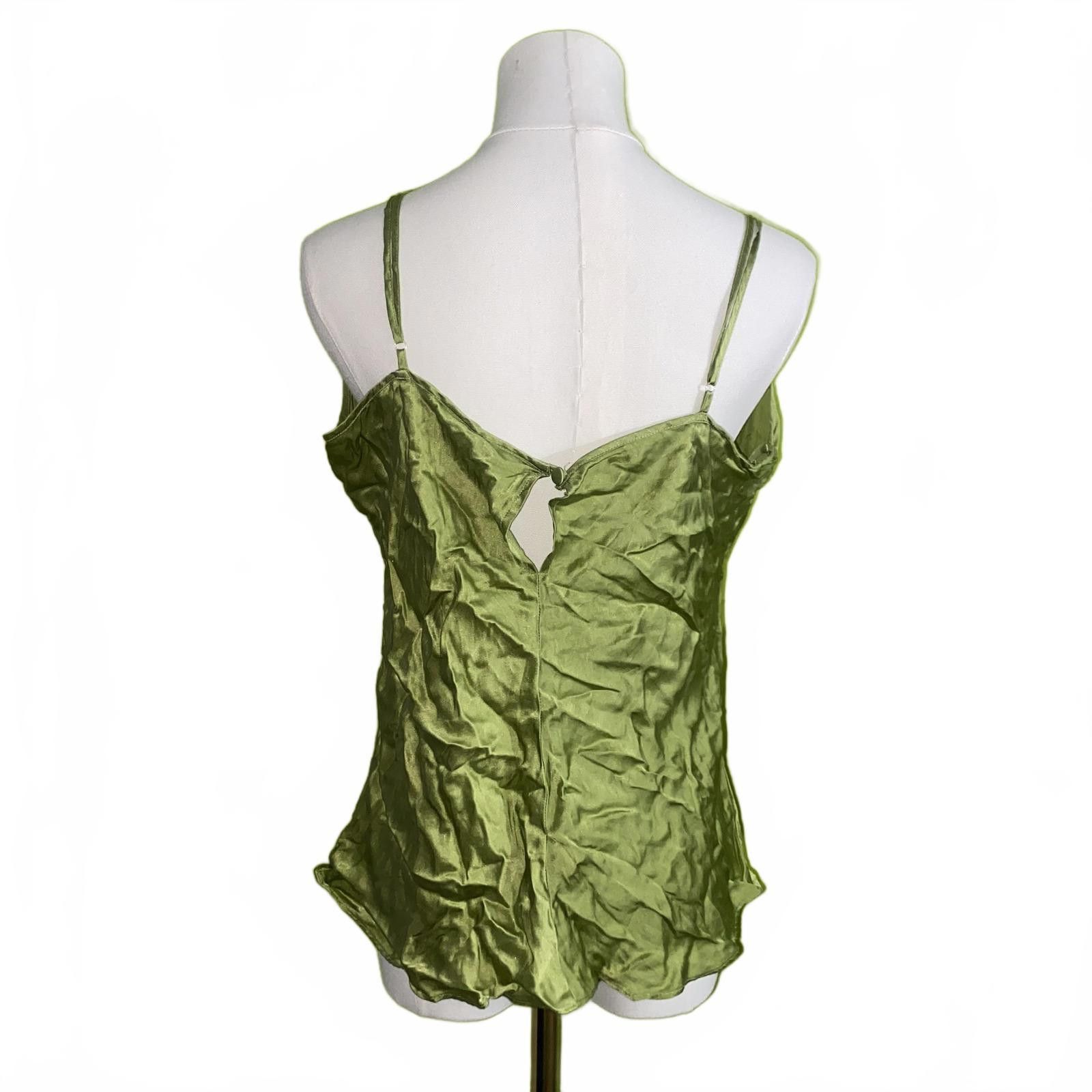 Designer Y2K Green Satin Lace Cami Top Size XL Lingerie Aesthetic Size XL / US 12-14 / IT 48-50 - 3 Thumbnail