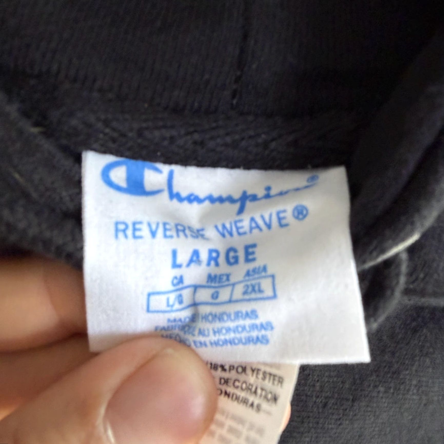 Champion Champion Hoodie Womens Large Black Script Logo Fleece Reverse Weave Size L / US 10 / IT 46 - 4 Thumbnail