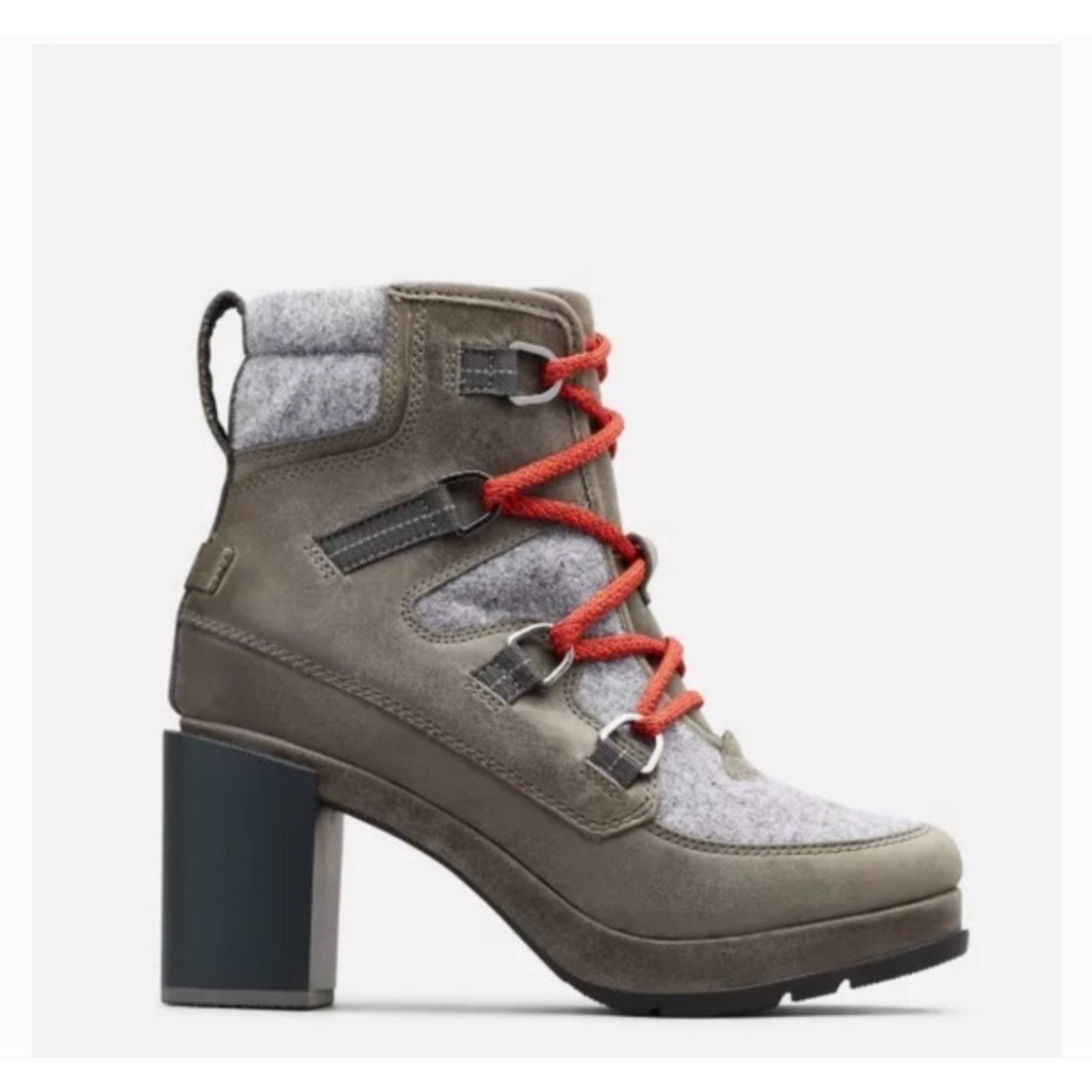 SOREL Sorel Blake Lace Up Booties Chunky Heel Leather Gray Size 7 Size US 7 / IT 37 - 1 Thumbnail