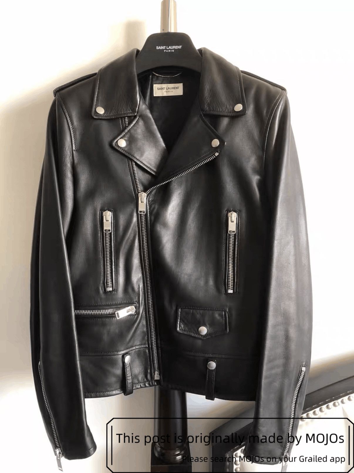 SAINT LAURENT PARIS エディ期 レザー切替ジャケット 羊革 Saint Laurent Paris SS13 Saint Laurent Paris Asymmetric Lambskin