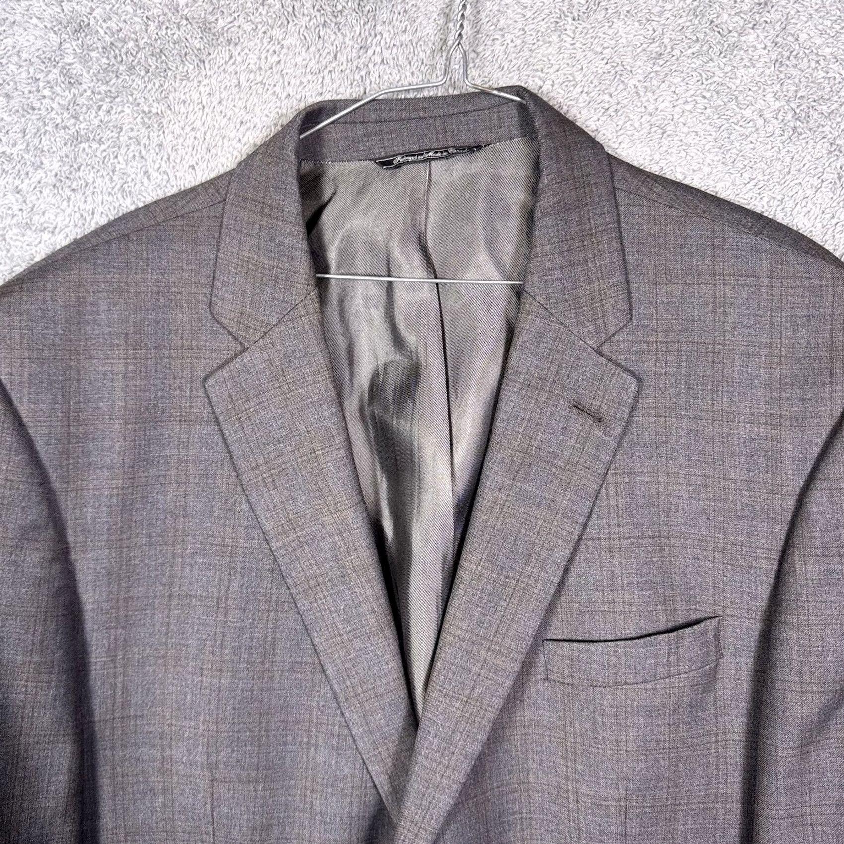 Vintage VINTAGE S. Cohen Suit Mens 48L 36x33 Blazer Slacks 2 Piece Wool Windowpane Gray 80s 90s City Classic Designer Retro Business Formal Mens Size 48R - 5 Thumbnail