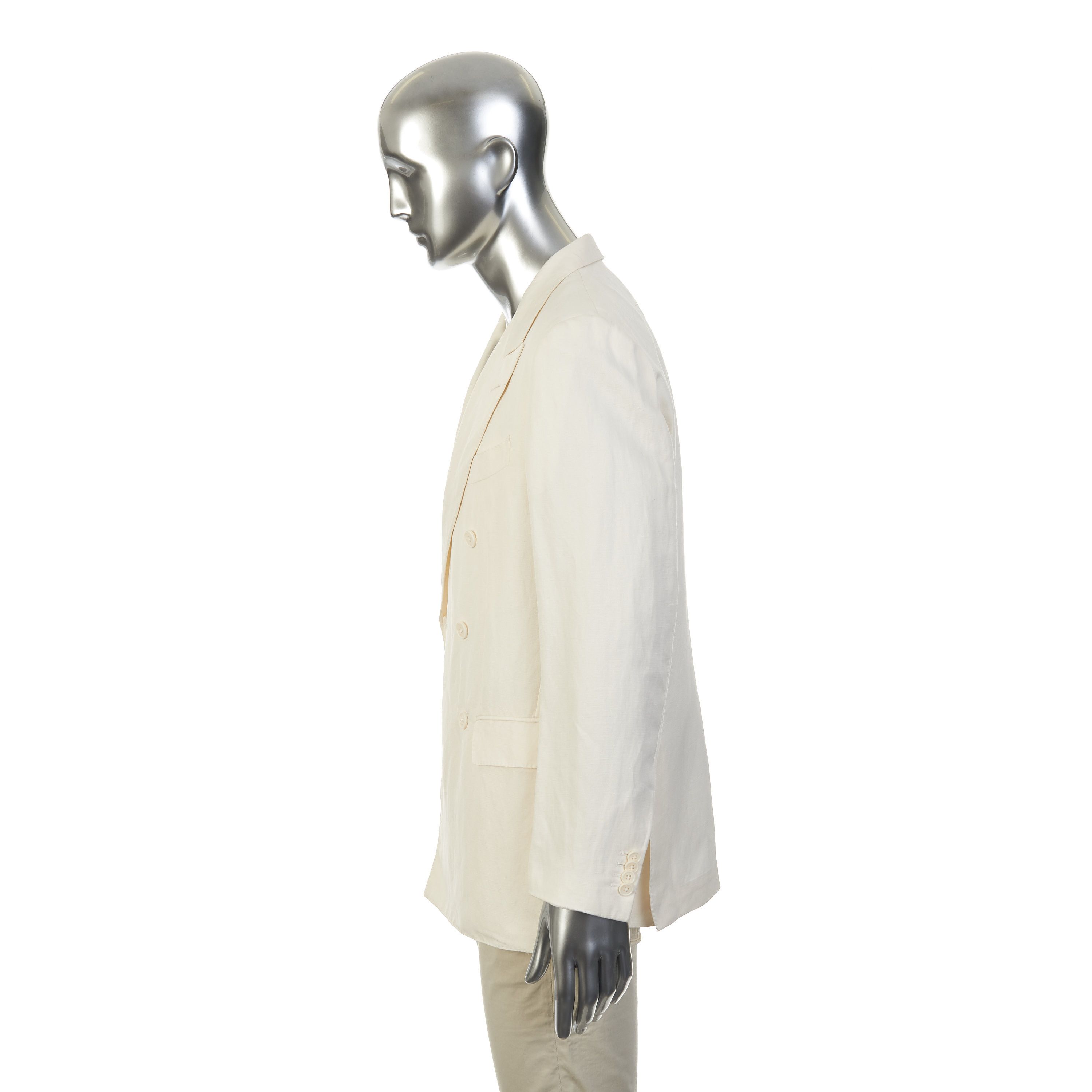 Loro Piana Double-Breasted Blazer Jacket In Silk Linen Size 40R - 4 Thumbnail