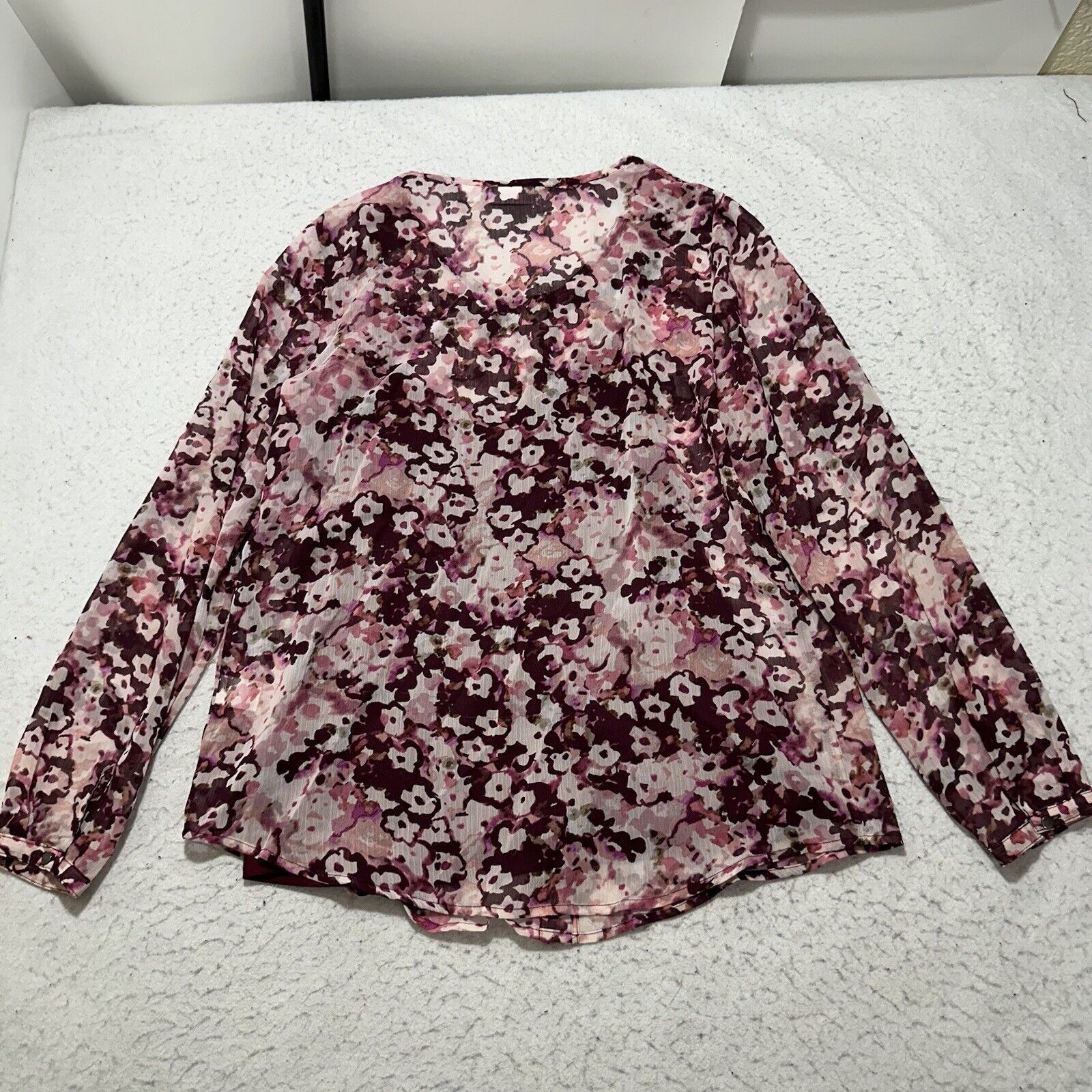 Liz Claiborne Liz Claiborne Medium Floral Button Down + Tank Top Sheer Size M / US 6-8 / IT 42-44 - 10 Thumbnail