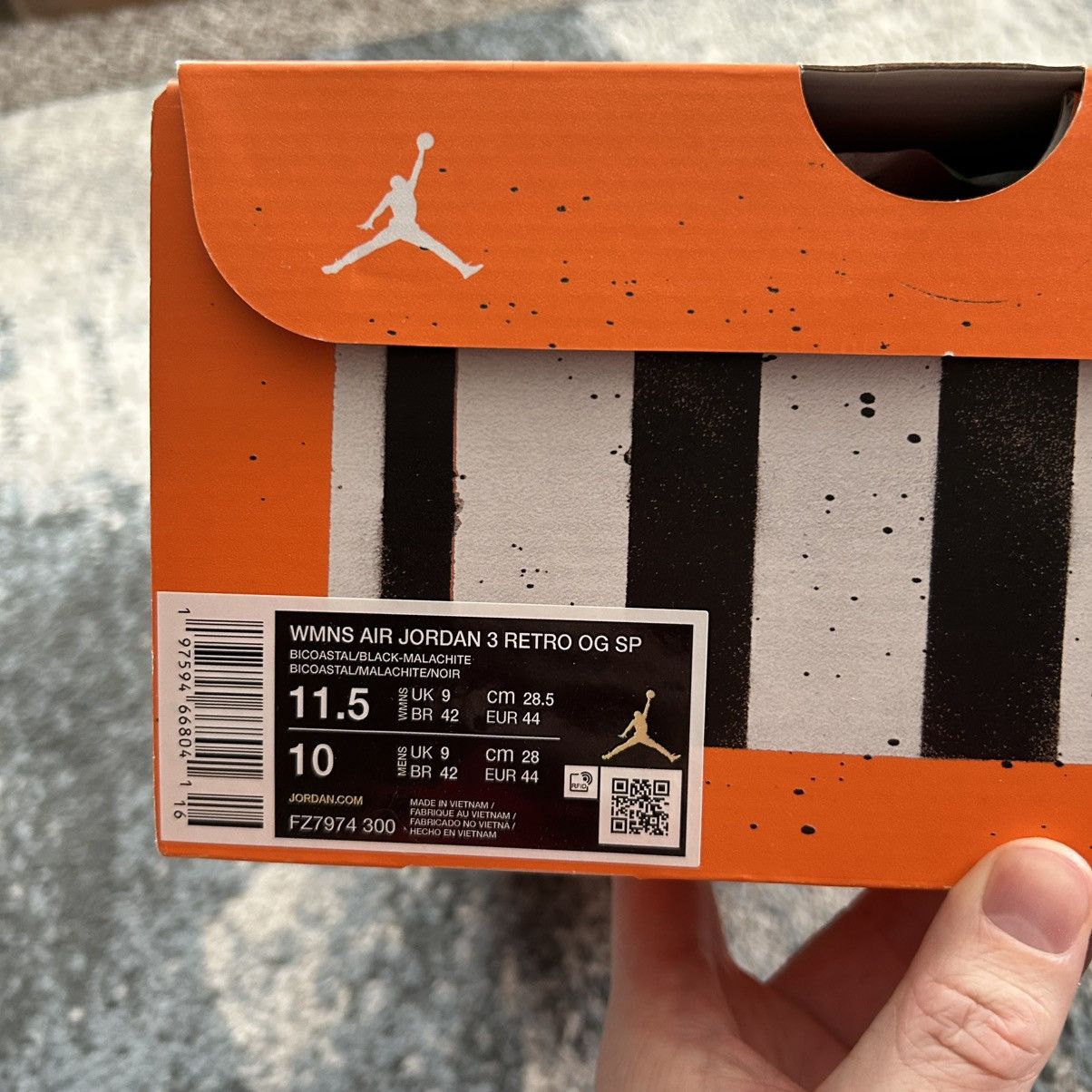 Jordan Brand FZ7974-300 AJ3 AiR JORDAN 3 OG SP BiCOASTAL MALACHiTE FOSSiL Size US 10 / EU 43 - 17 Thumbnail