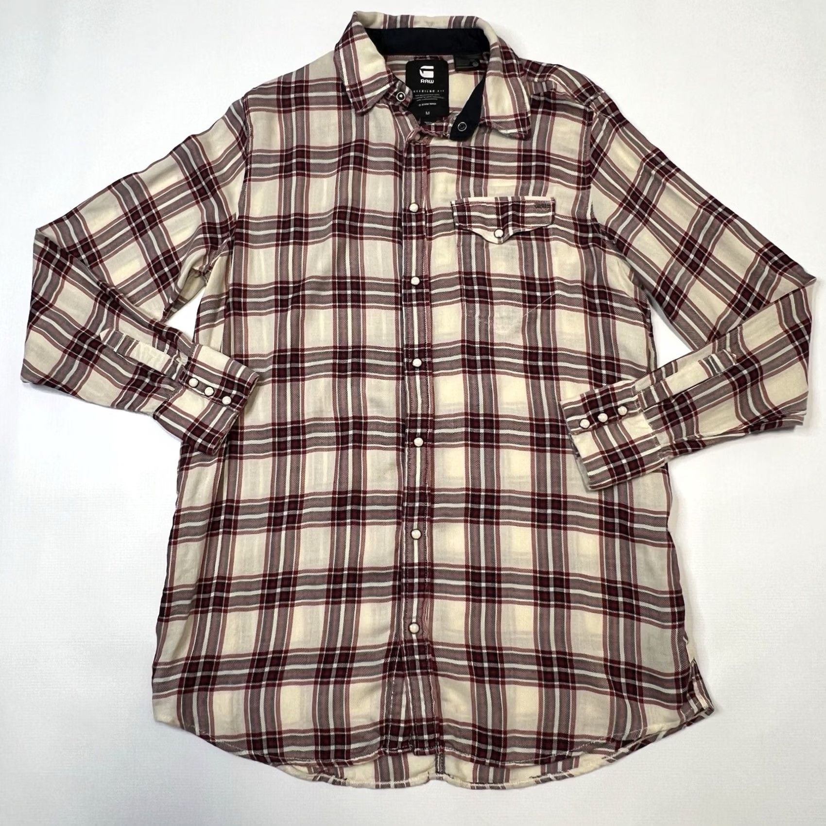 G-Star G-Star RAW Shirt Boyfriend Fit Tacoma Check Plaid Snap Button Womens Medium Multicolor Casual Long Sleeve Top Size M / US 6-8 / IT 42-44 - 4 Thumbnail